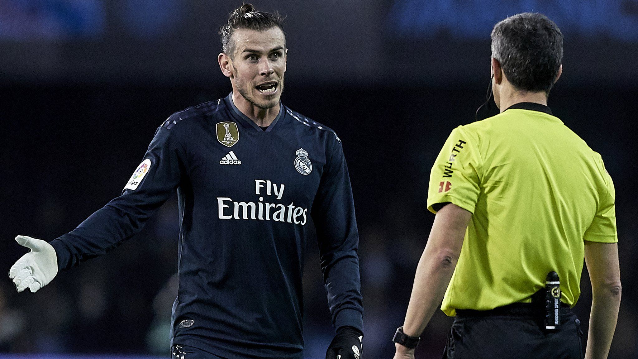 Gareth Bale and a referee