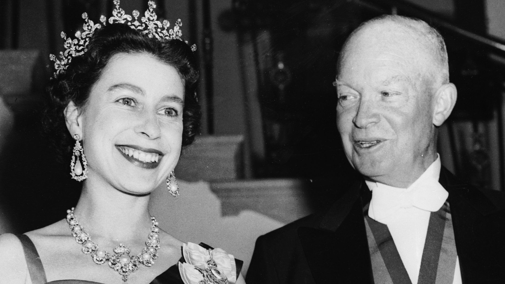 Queen Elizabeth with US President Dwight D Eisenhower in October 1957
