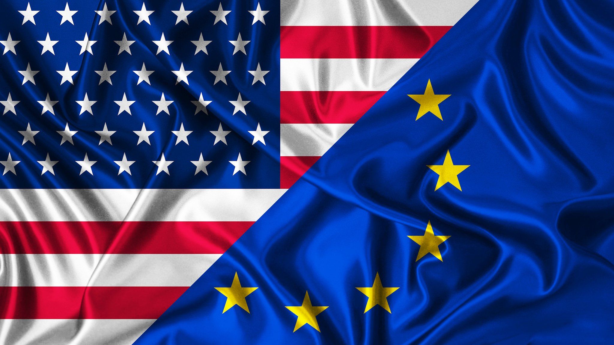 US flag next to EU flag