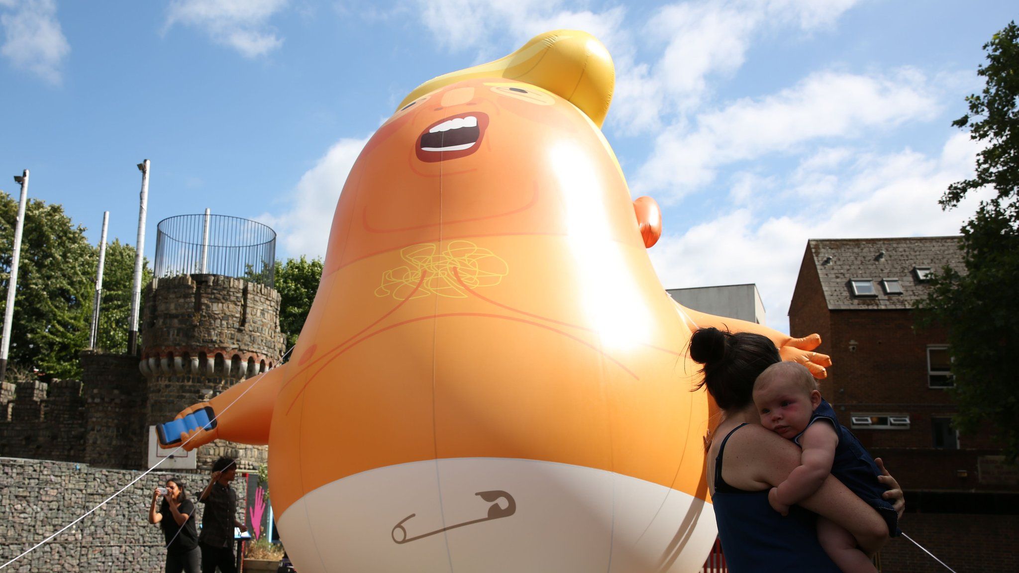 Blimp in the shape of a baby Donald Trump