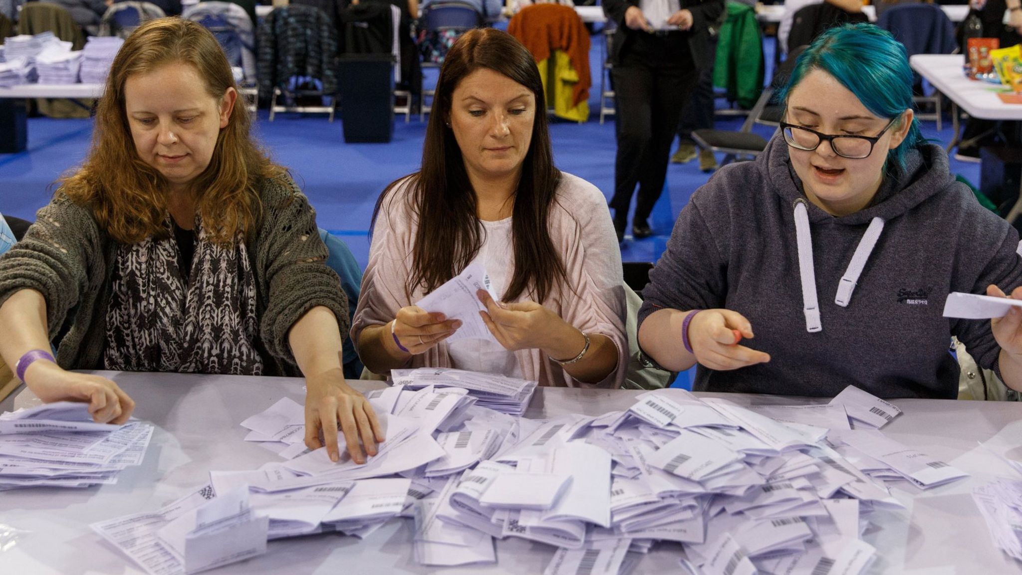 Election officials count votes in Glasgow
