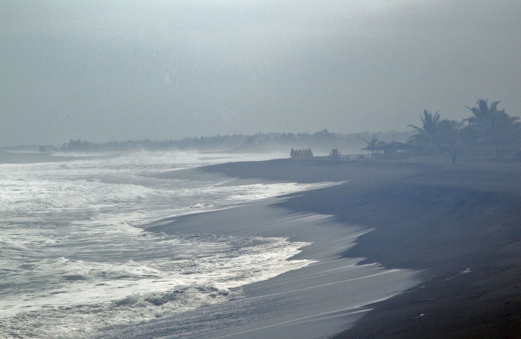 Waves break on the beach in Boca de Pascuales, Colima State, Mexico, on October 22, 2015