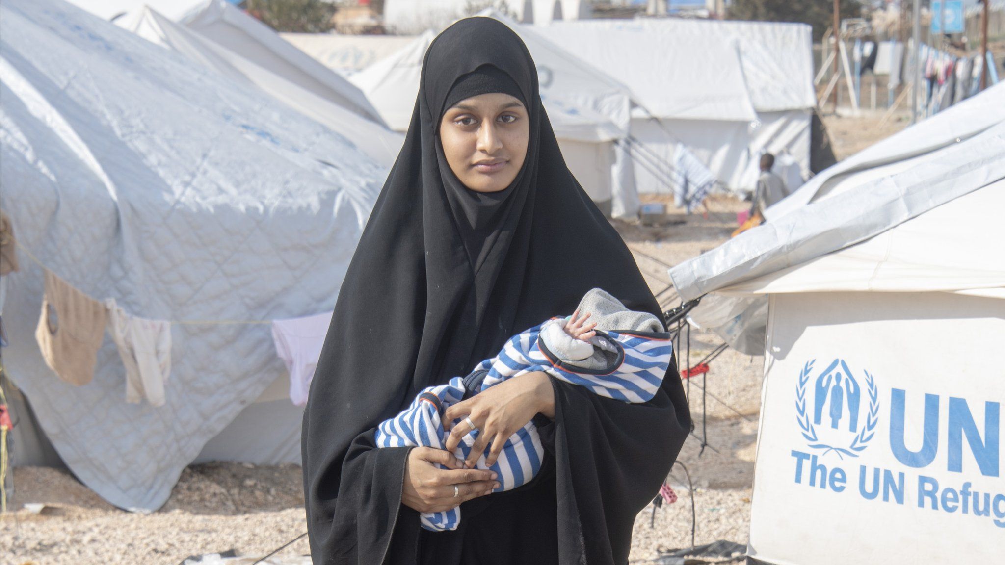 Shamima Begum with her week old son Jerrah