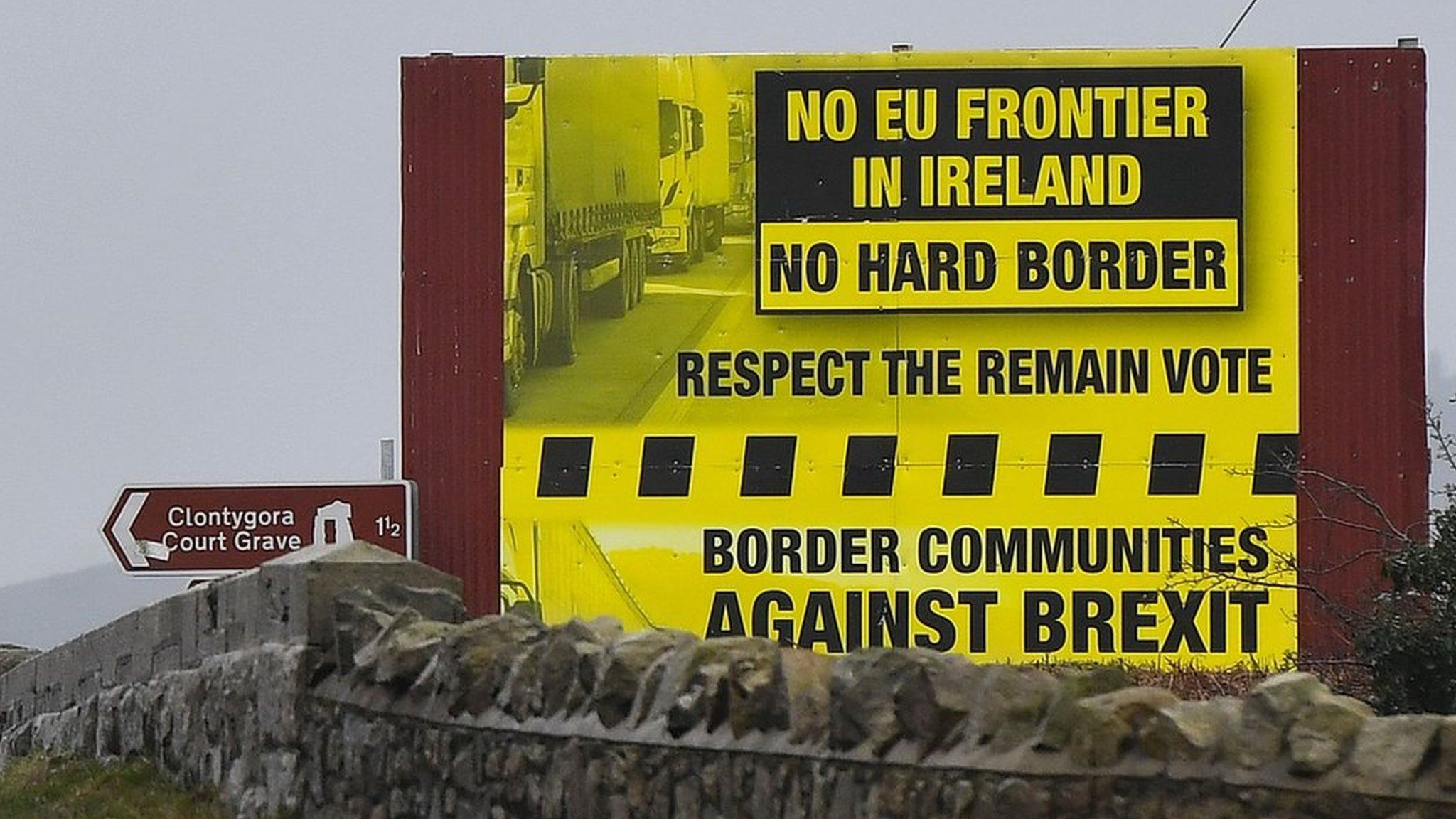 Sign at the border between Northern Ireland and Republic of Ireland