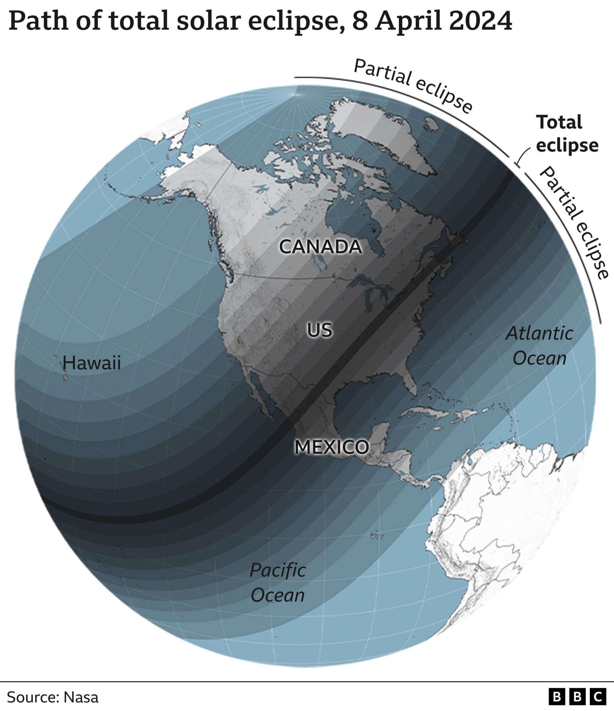 Map showing path of April total solar eclipse