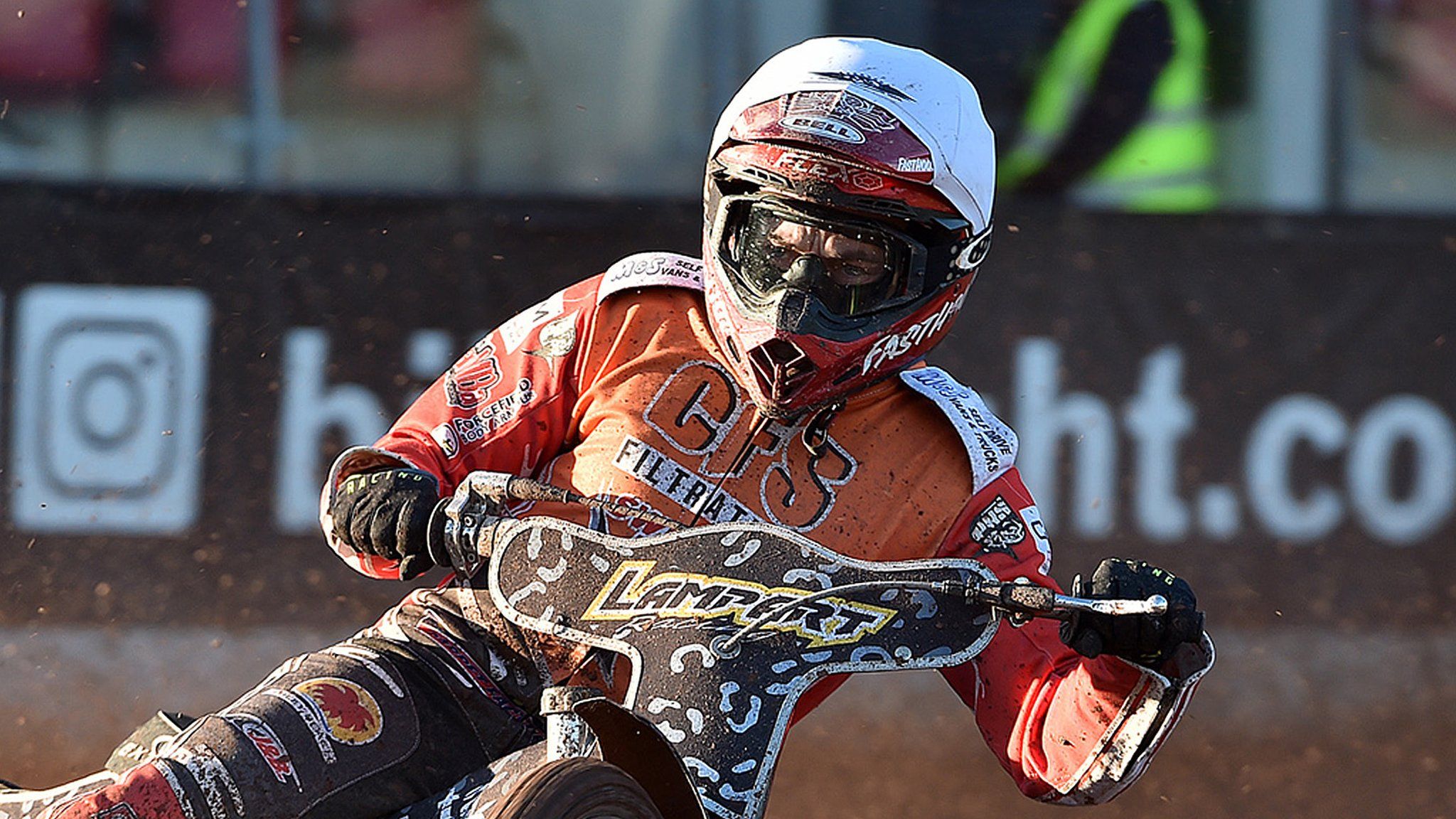 Swindon Speedway's Dawid Lampart racing in 2019