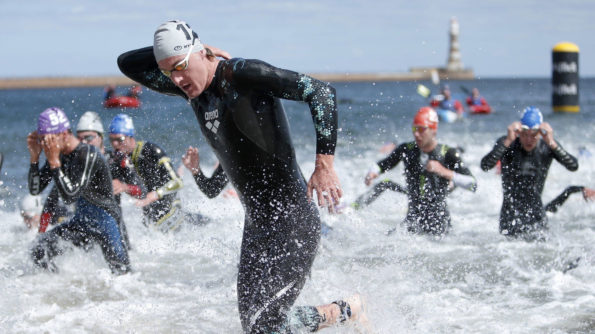 New Zealand's Tayler Reid in action during the Elite Men's race on day one of the 2023 World Triathlon Series event at Roker Beach, Sunderland.