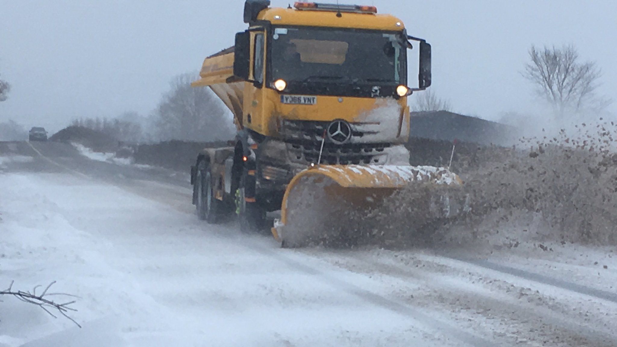 Powys council gritter on A470 at Caersws
