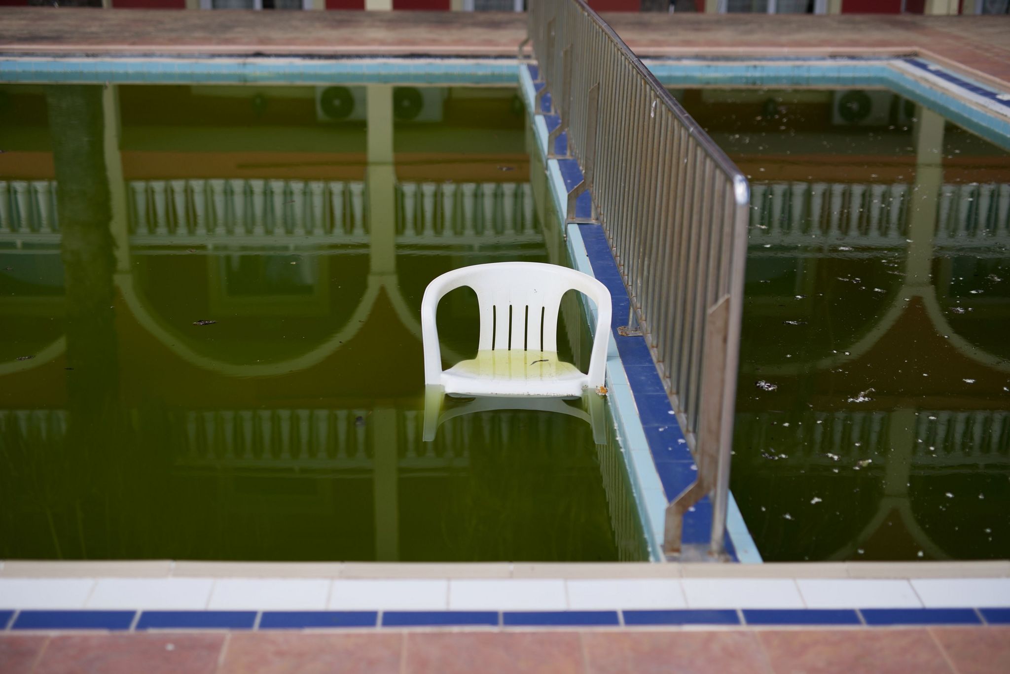 A chair in a swimming pool