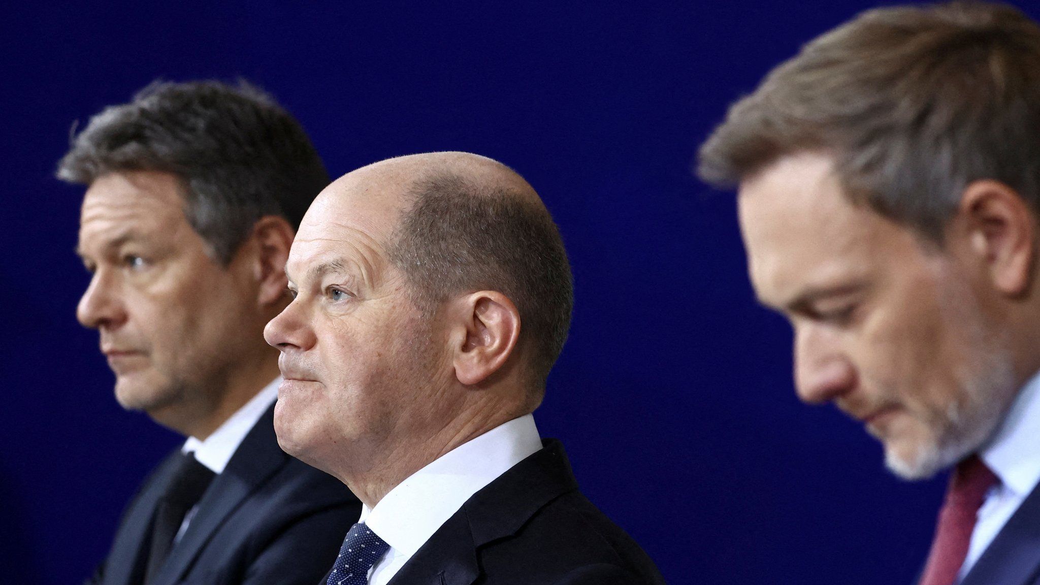 German Chancellor Olaf Scholz, Finance Minister Christian Lindner, and Economy and Climate Minister Robert Habeck