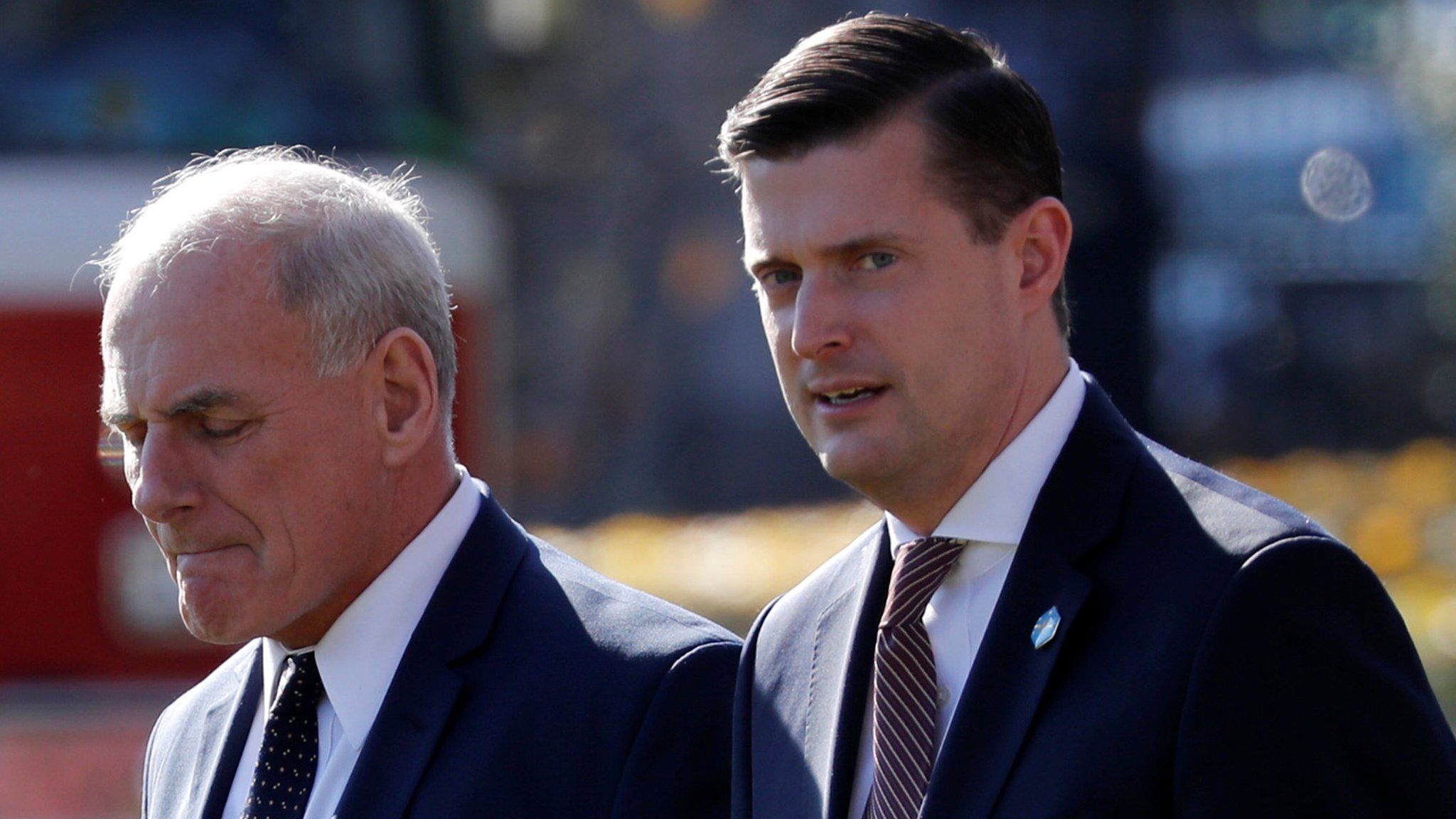 White House Chief of Staff John Kelly (L) and White House Staff Secretary Rob Porter in November 2017