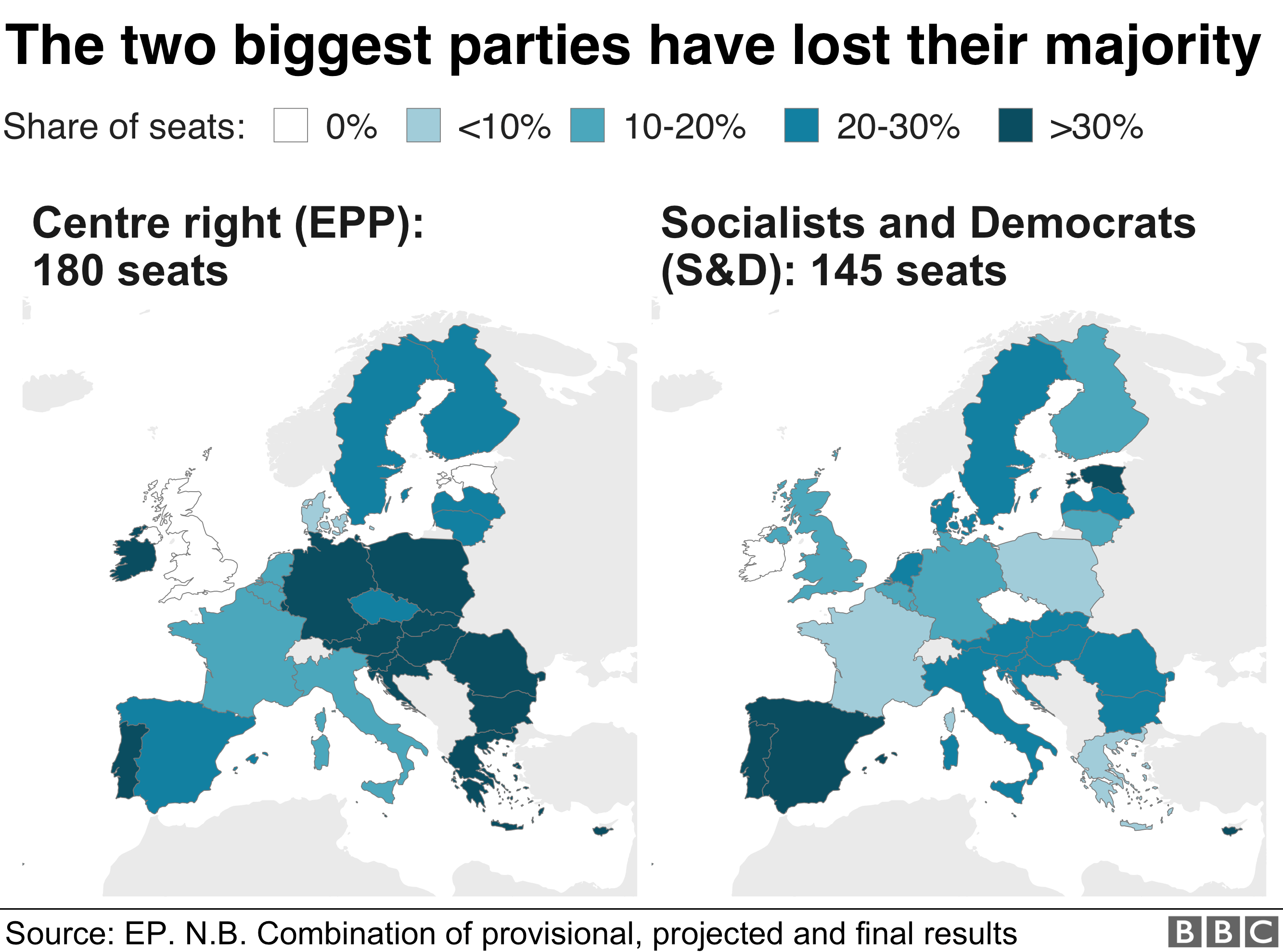 Party strength mapped across Europe