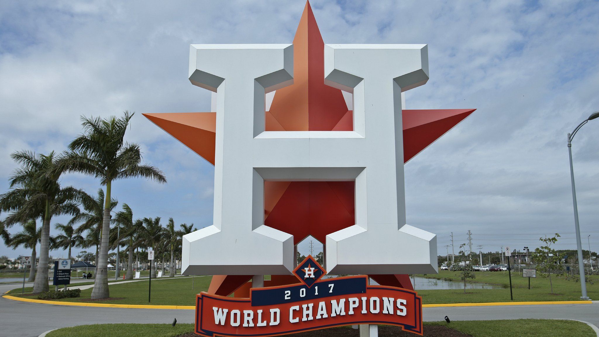 The Houston Astros logo above a banner reading '2017 World Champions'