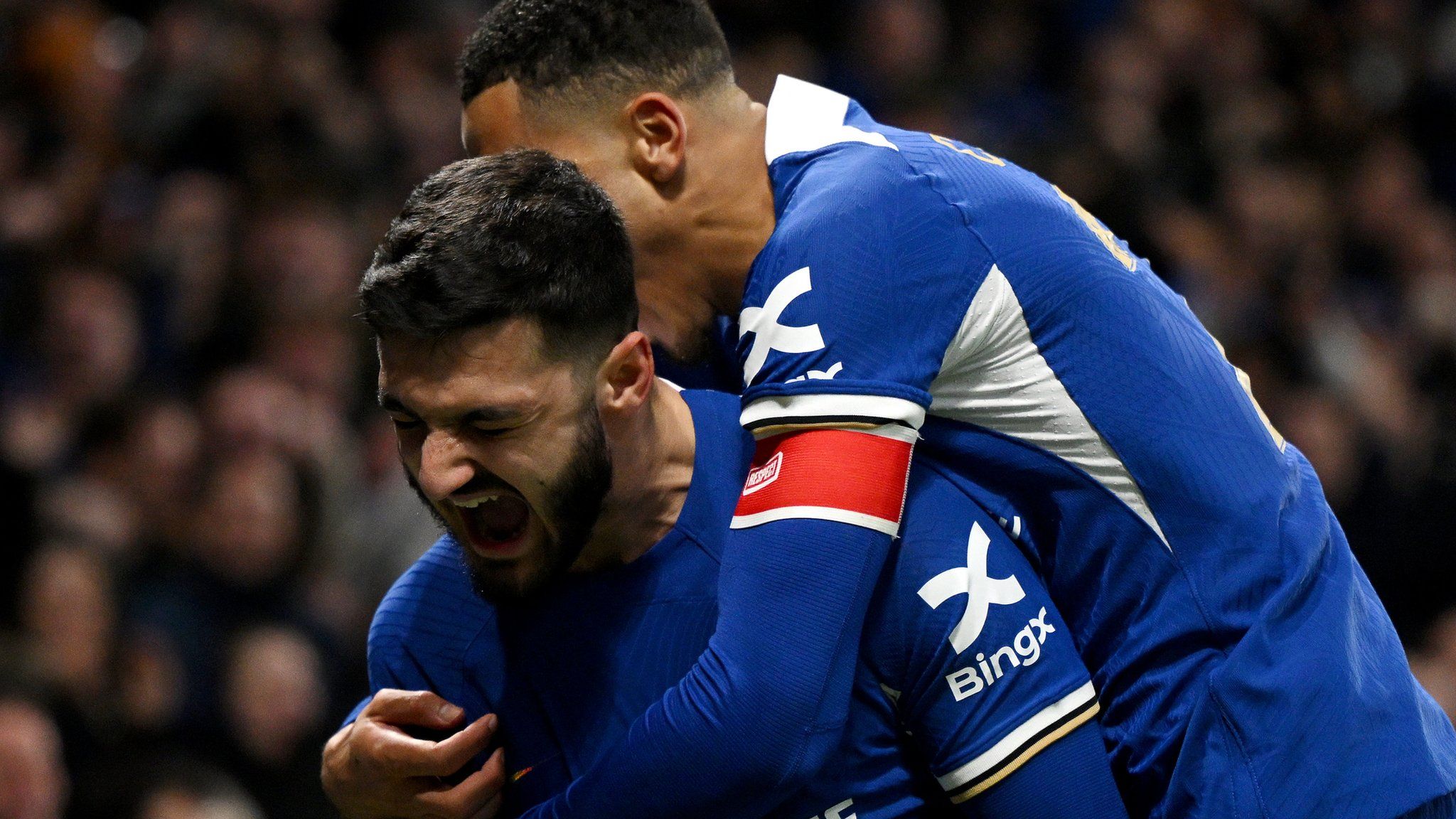 Armando Broja celebrates his goal for Chelsea against Preston in FA Cup third round at Stamford Bridge