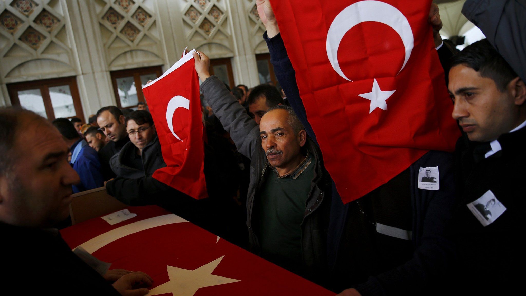 Turkish flags over coffin of bombing victim - 14 March