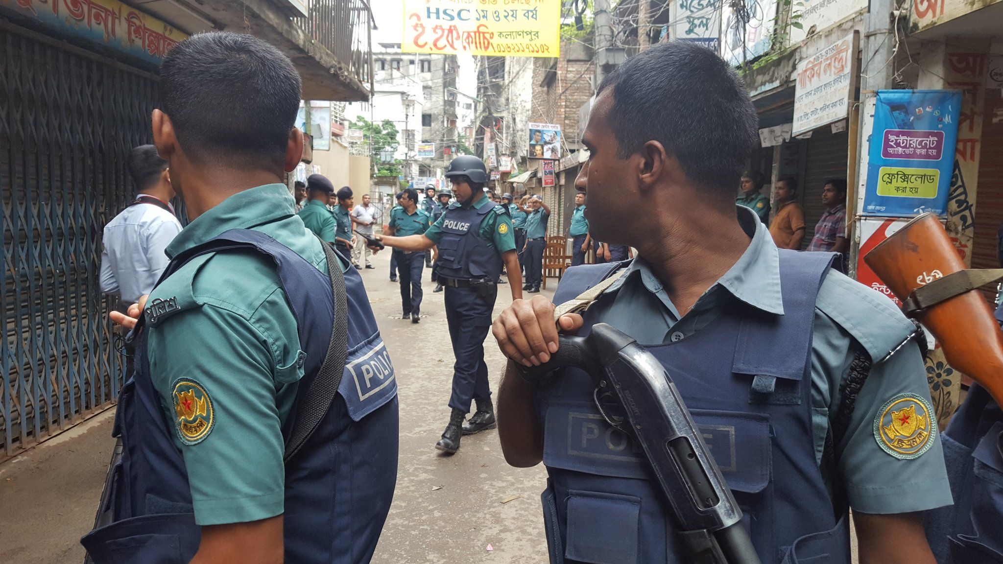 The police raid in Kalyanpur area, Dhaka, Bangladesh, 26 July 2016