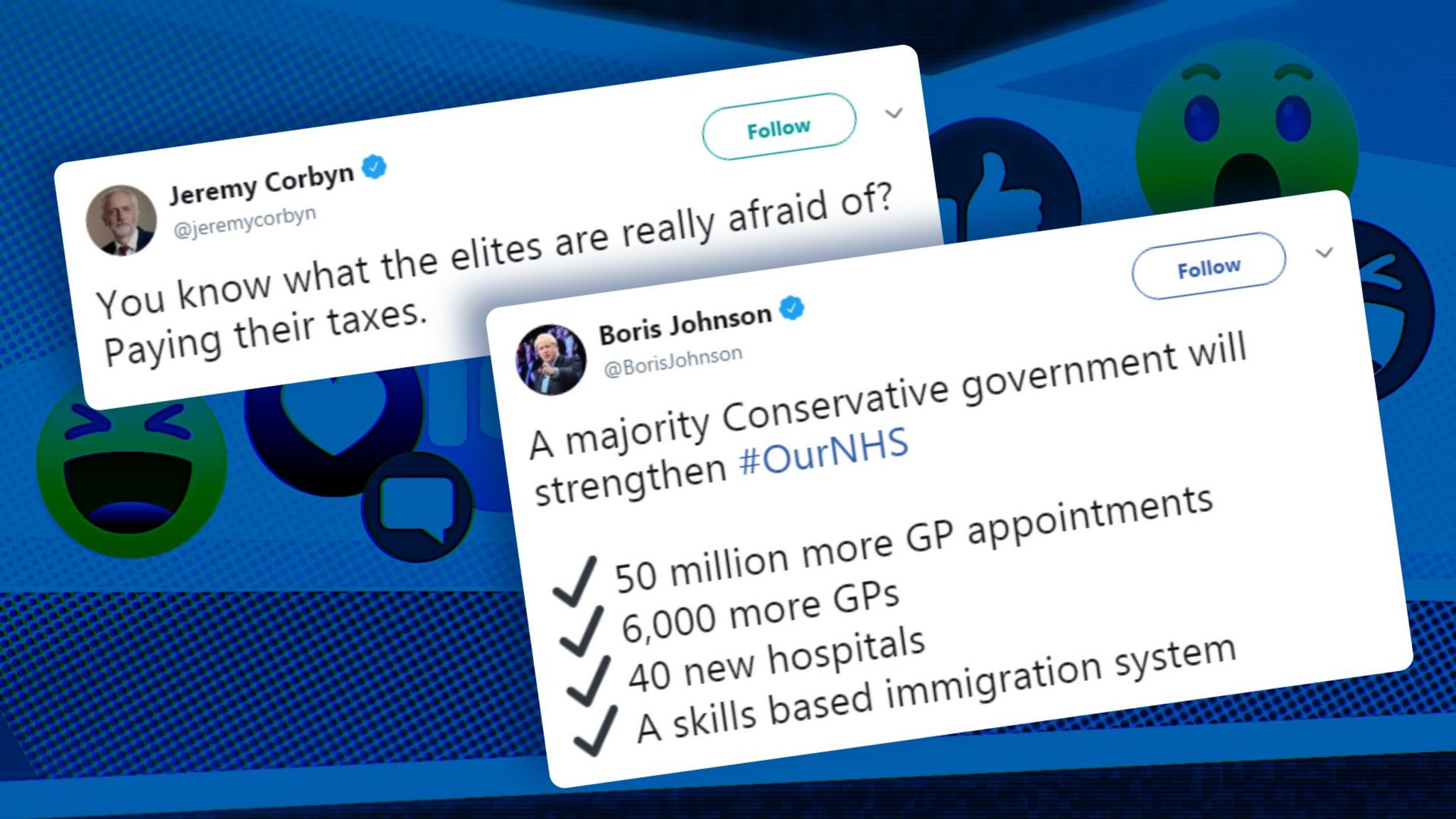 Jeremy Corbyn and Boris Johnson tweets