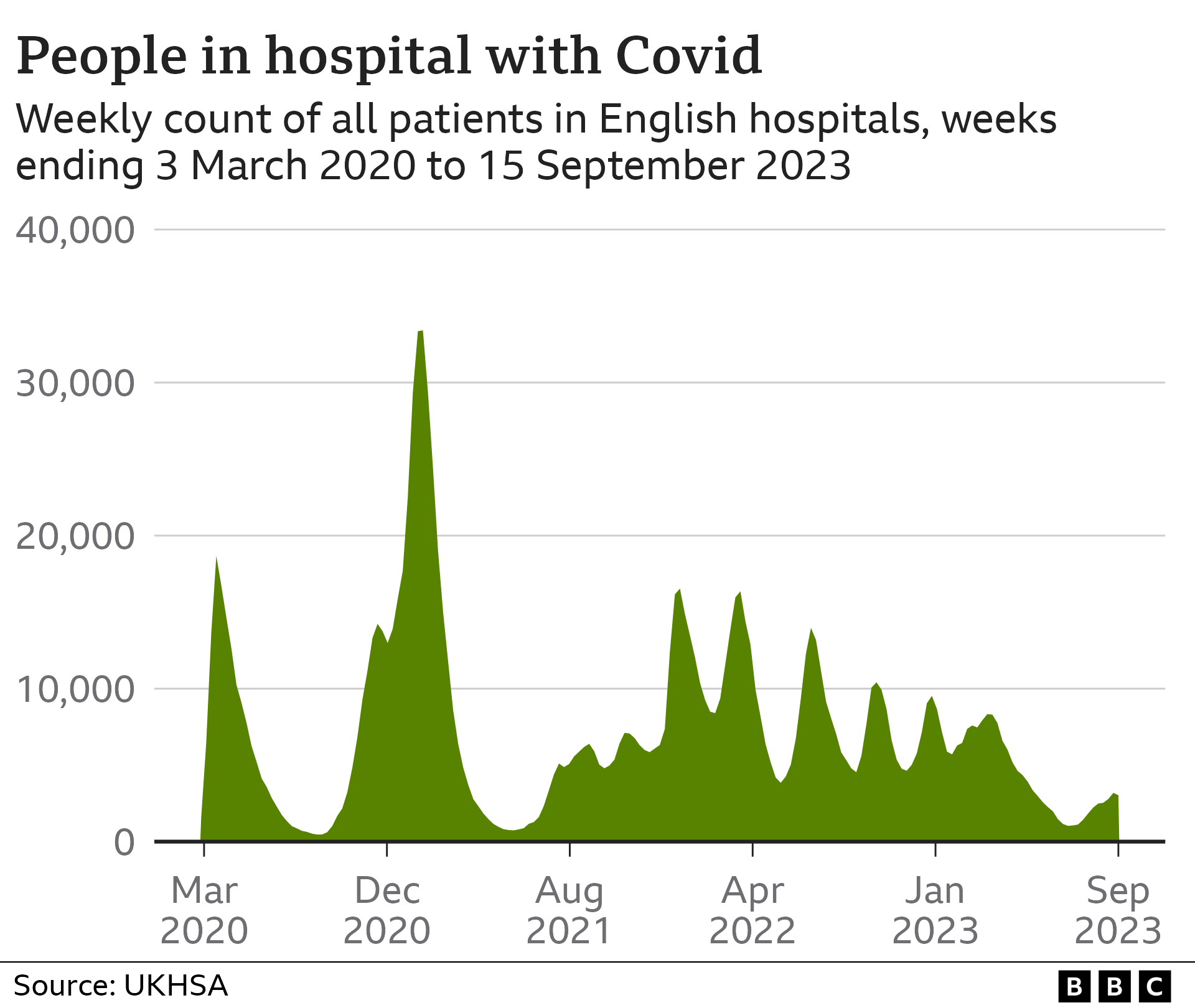 Chart showing patients in hospital with Covid