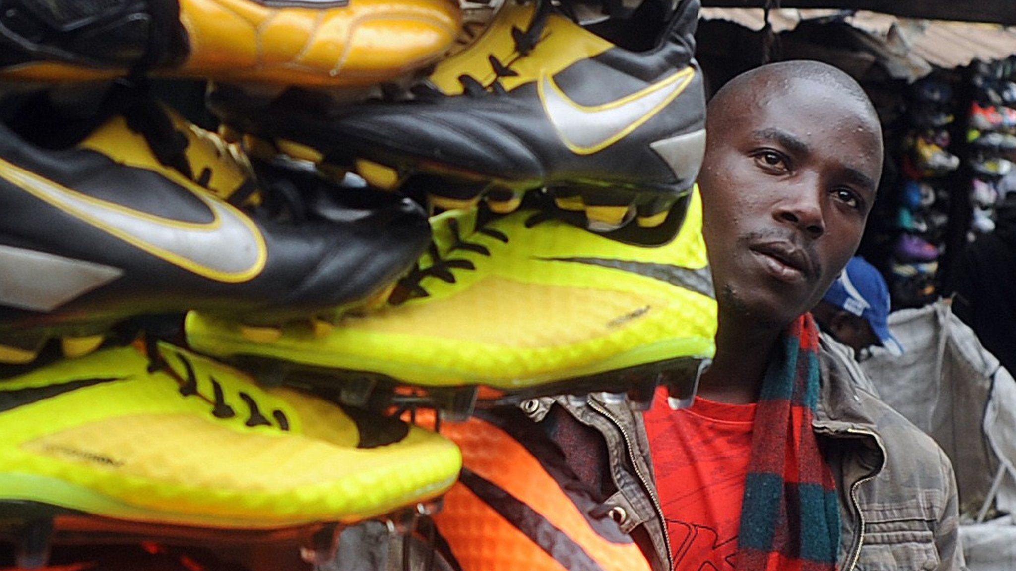 Second hand shoes in in Gikomba Market, Nairobi