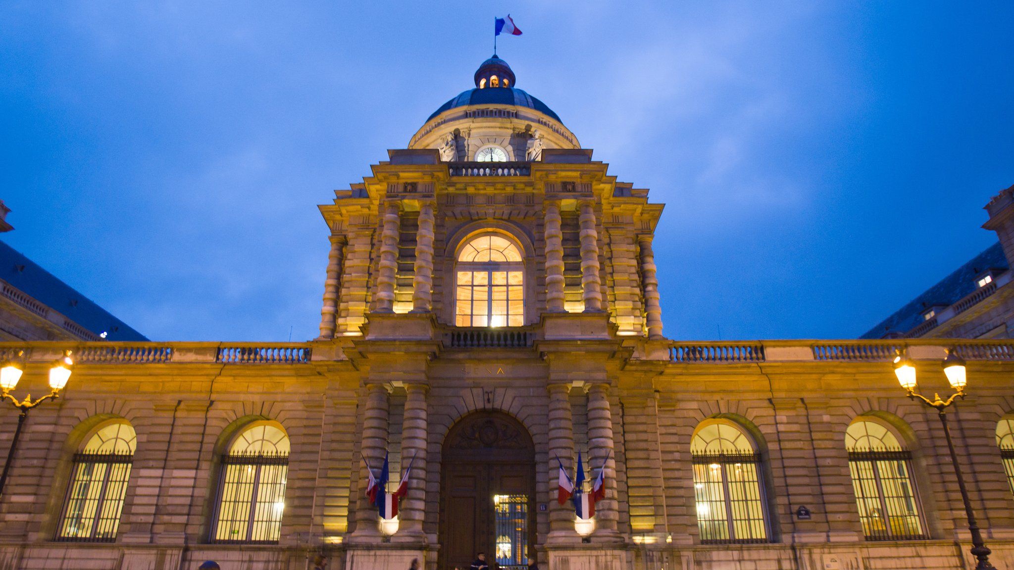 File image of the facade of the French parliamentary room of the Senate