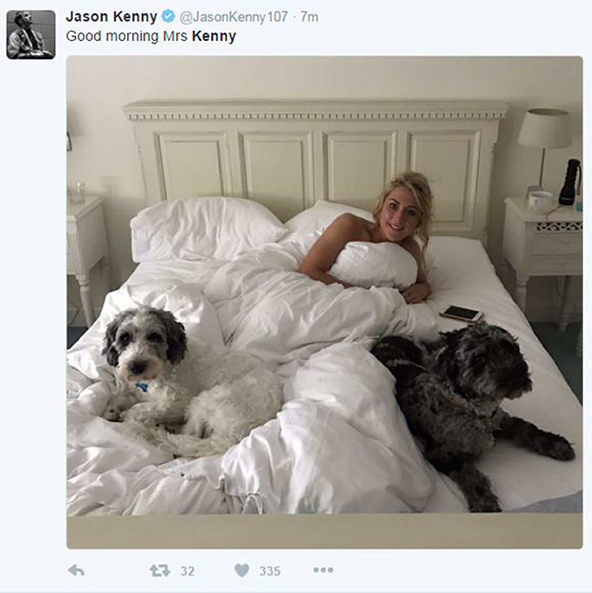 Laura Trott at home in bed