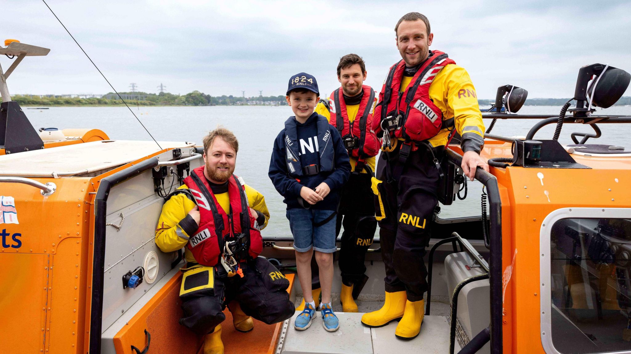 A young supporter, Barnaby, stepped aboard an inshore rescue hovercraft.