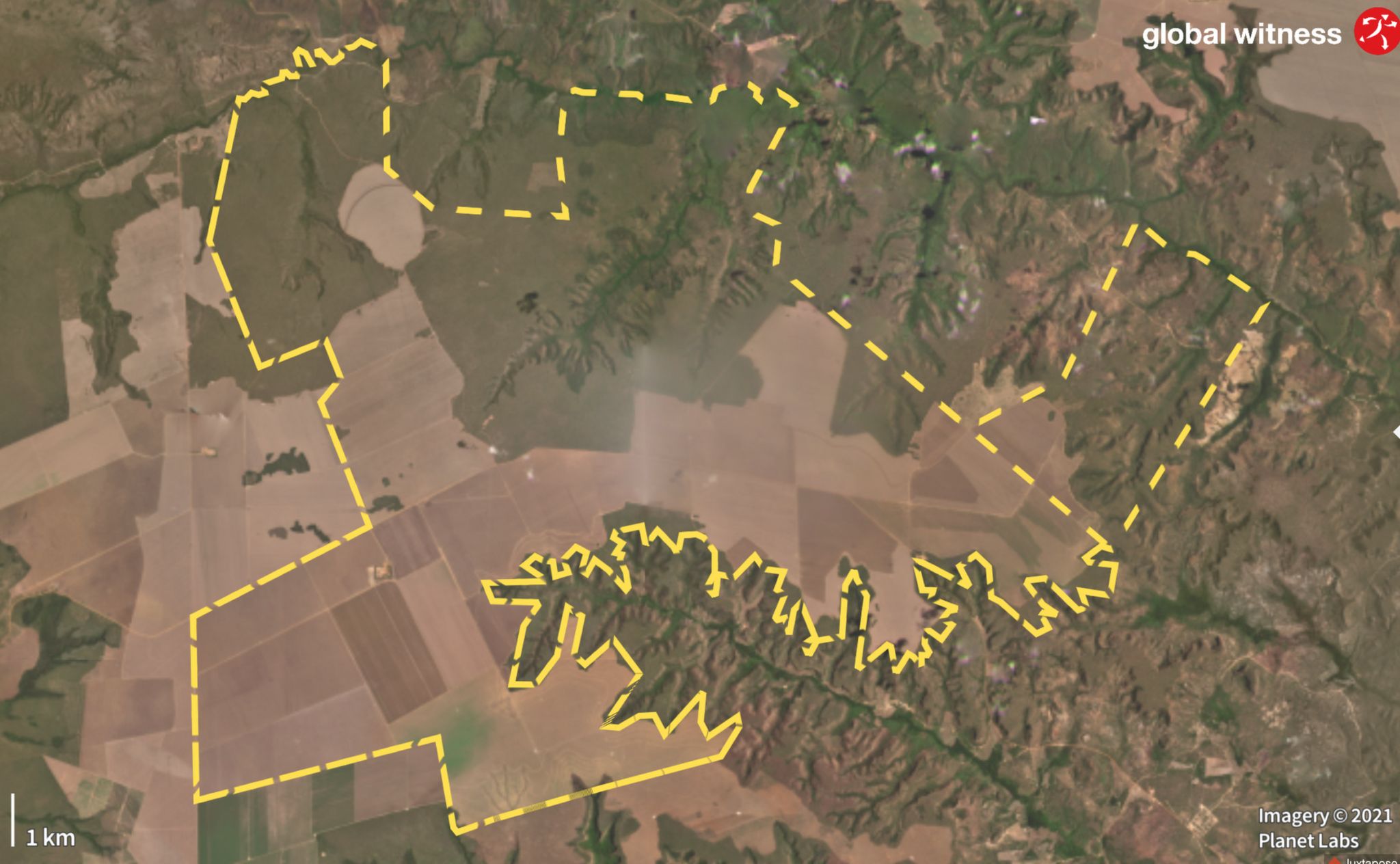 Satellite image of Horizontina Leste farm in Maranhao State, sold by Brookfield in 2021