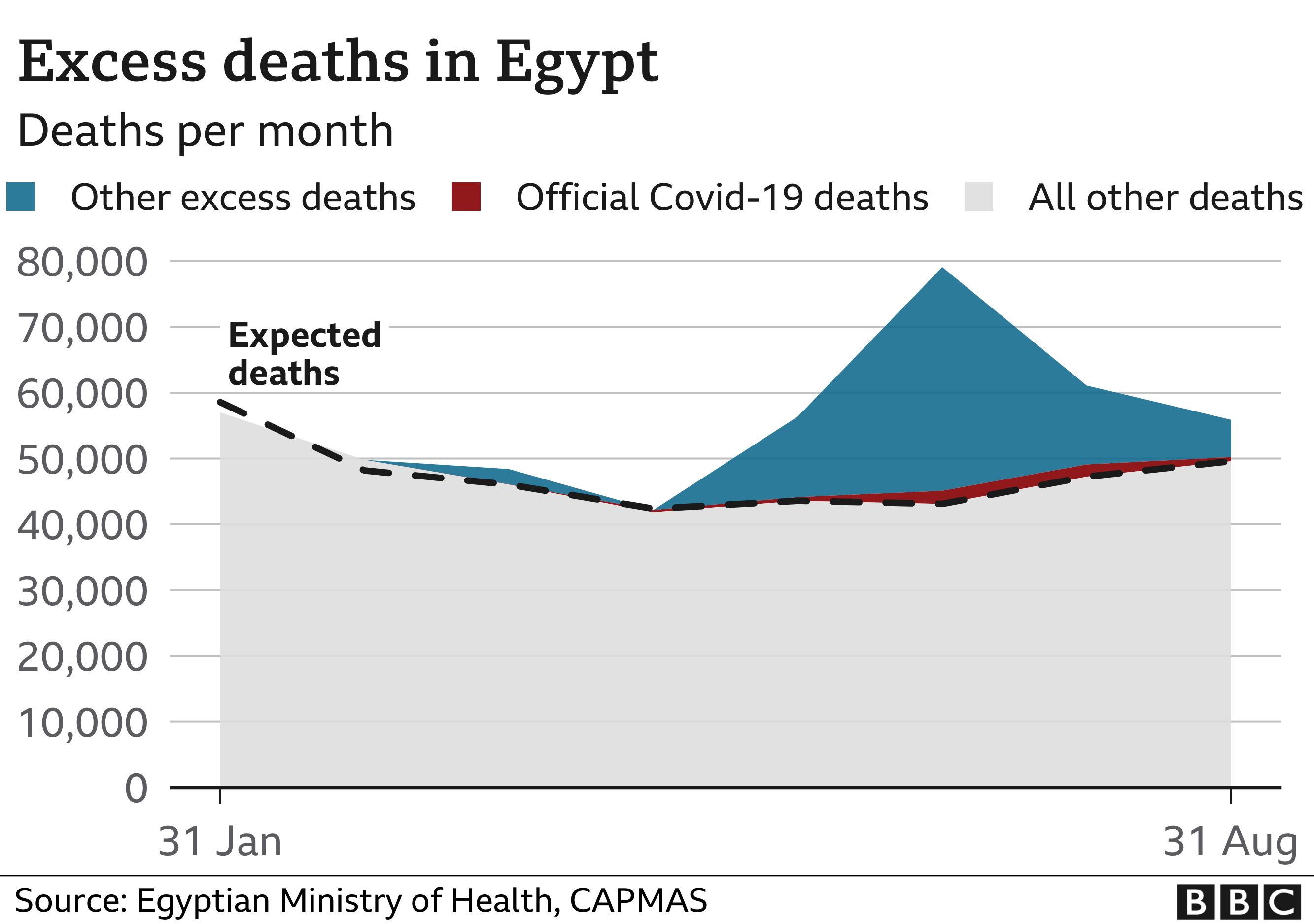 Graph showing Egypt's excess deaths