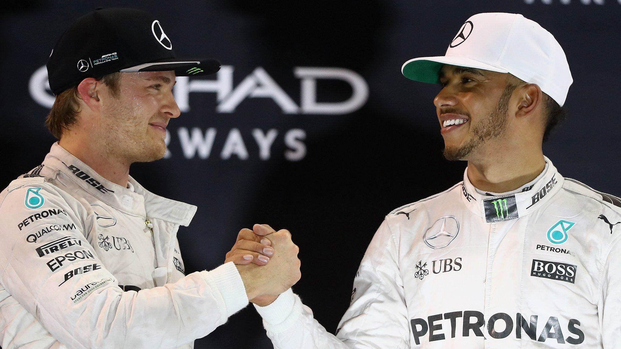 Lewis Hamilton congraulates Nico Rosberg