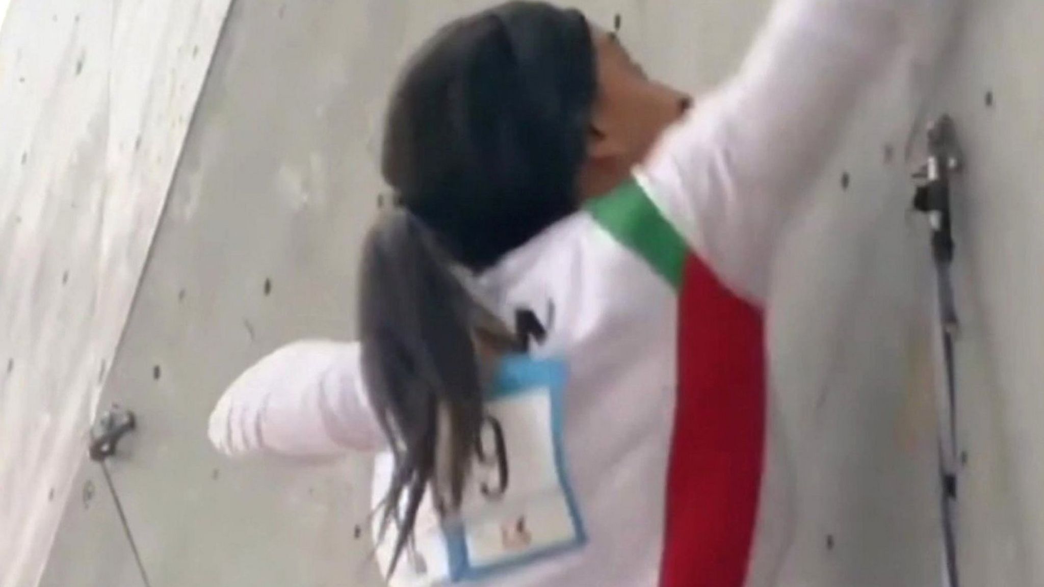 Iranian climber Elnaz Rekabi competes without a headscarf at the IFSC Asian Championships in Seoul, South Korea, on 16 October 2022