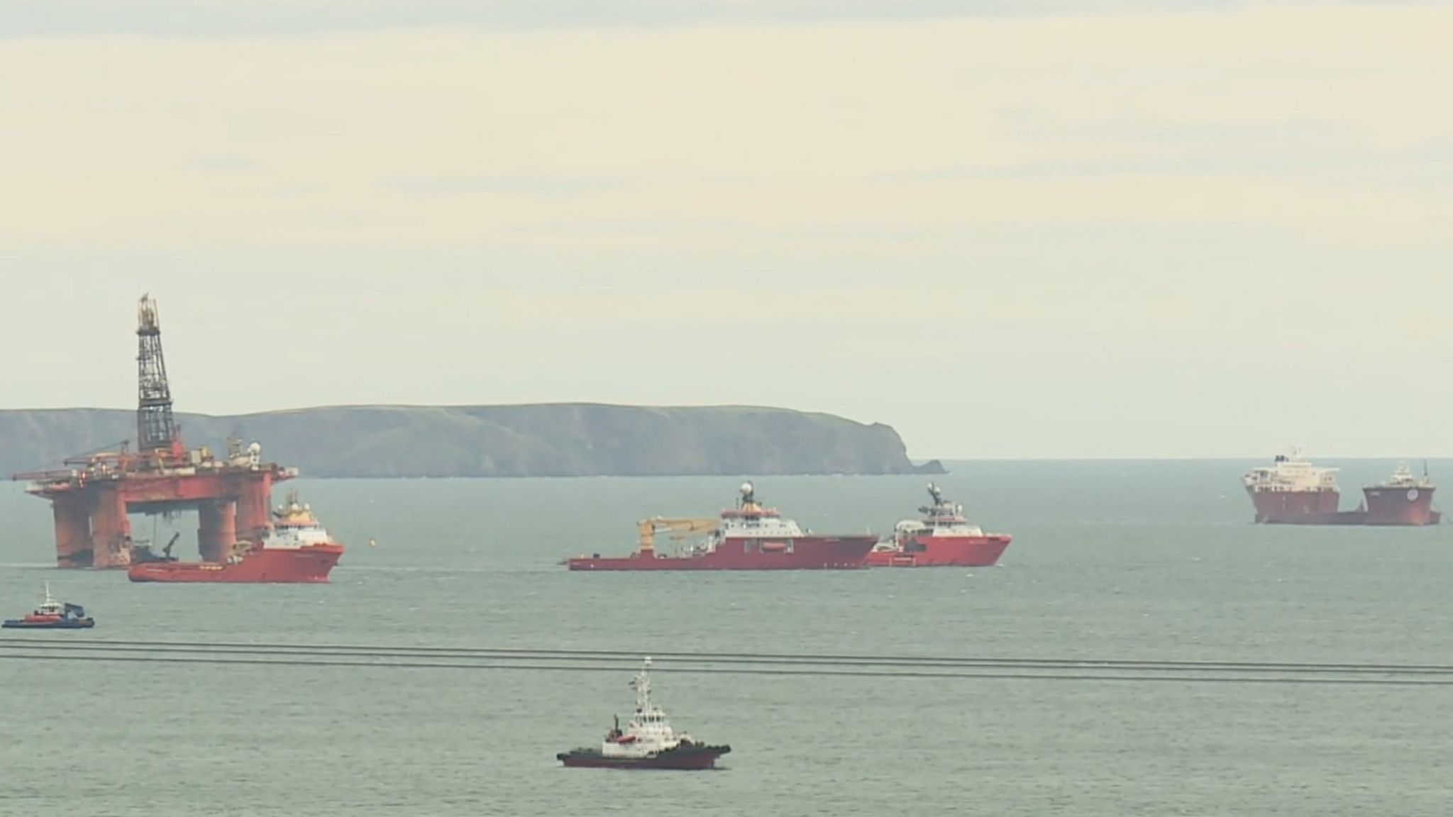 OHT Hawk, far right, and rig Transocean Winner and support vessels