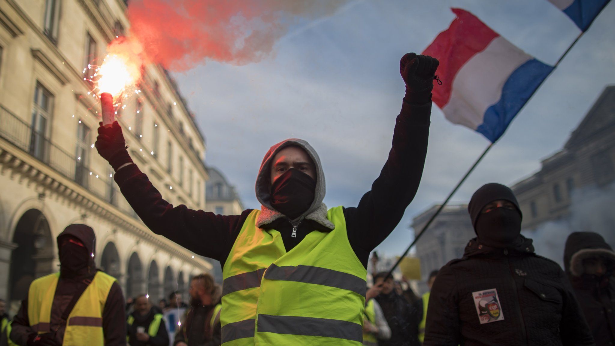 Protesters march during a nationwide strike in Paris, France, 5 February 2019