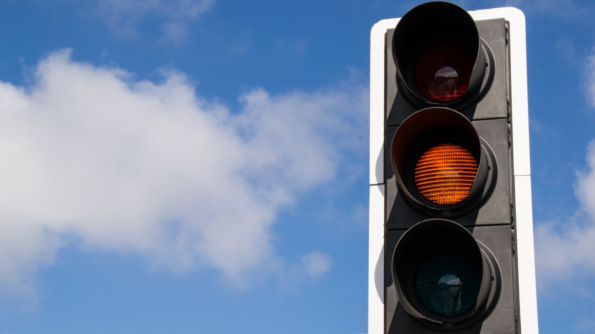 Traffic lights on amber