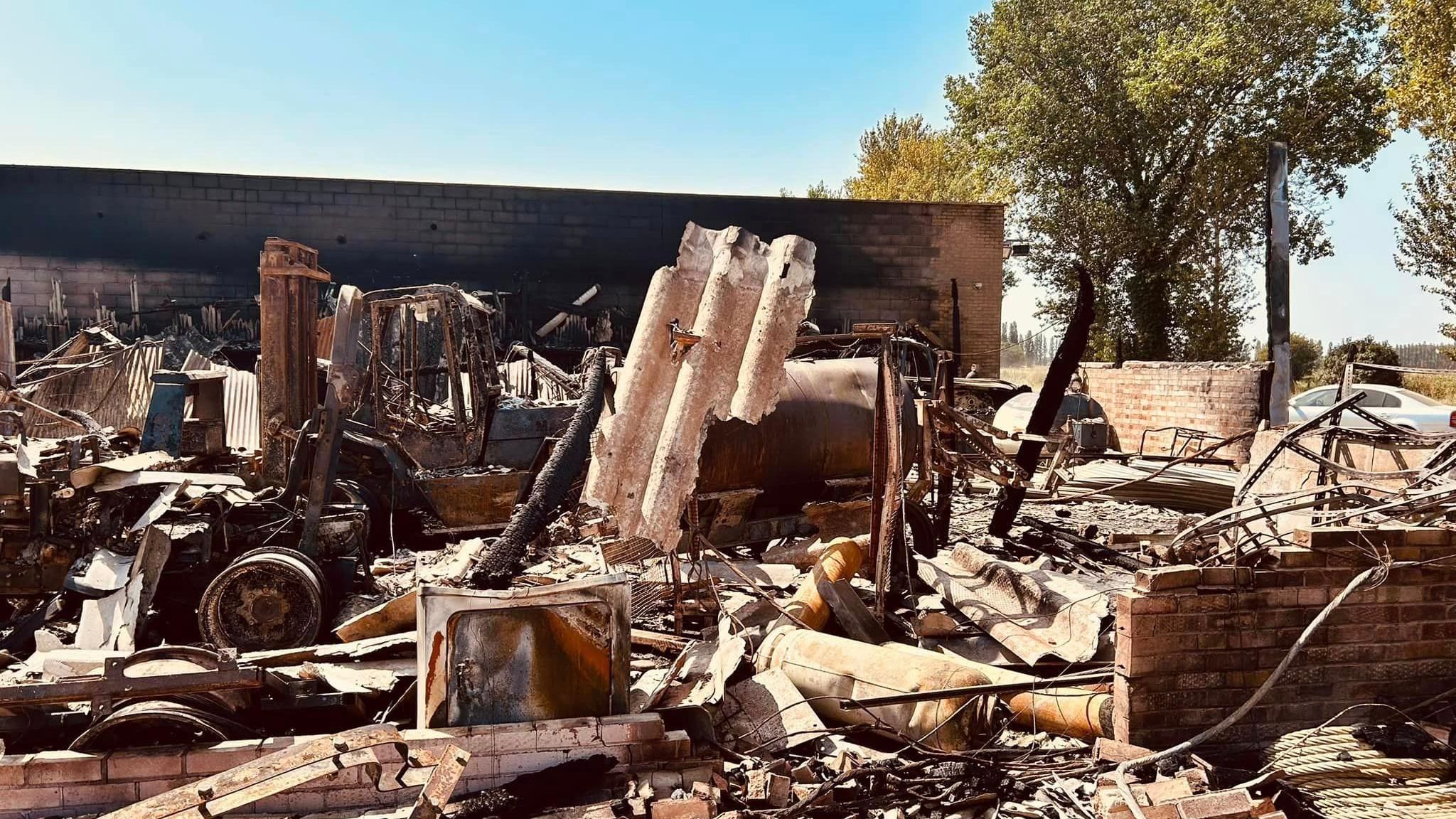 More machinery at the scene that was damaged during the fire