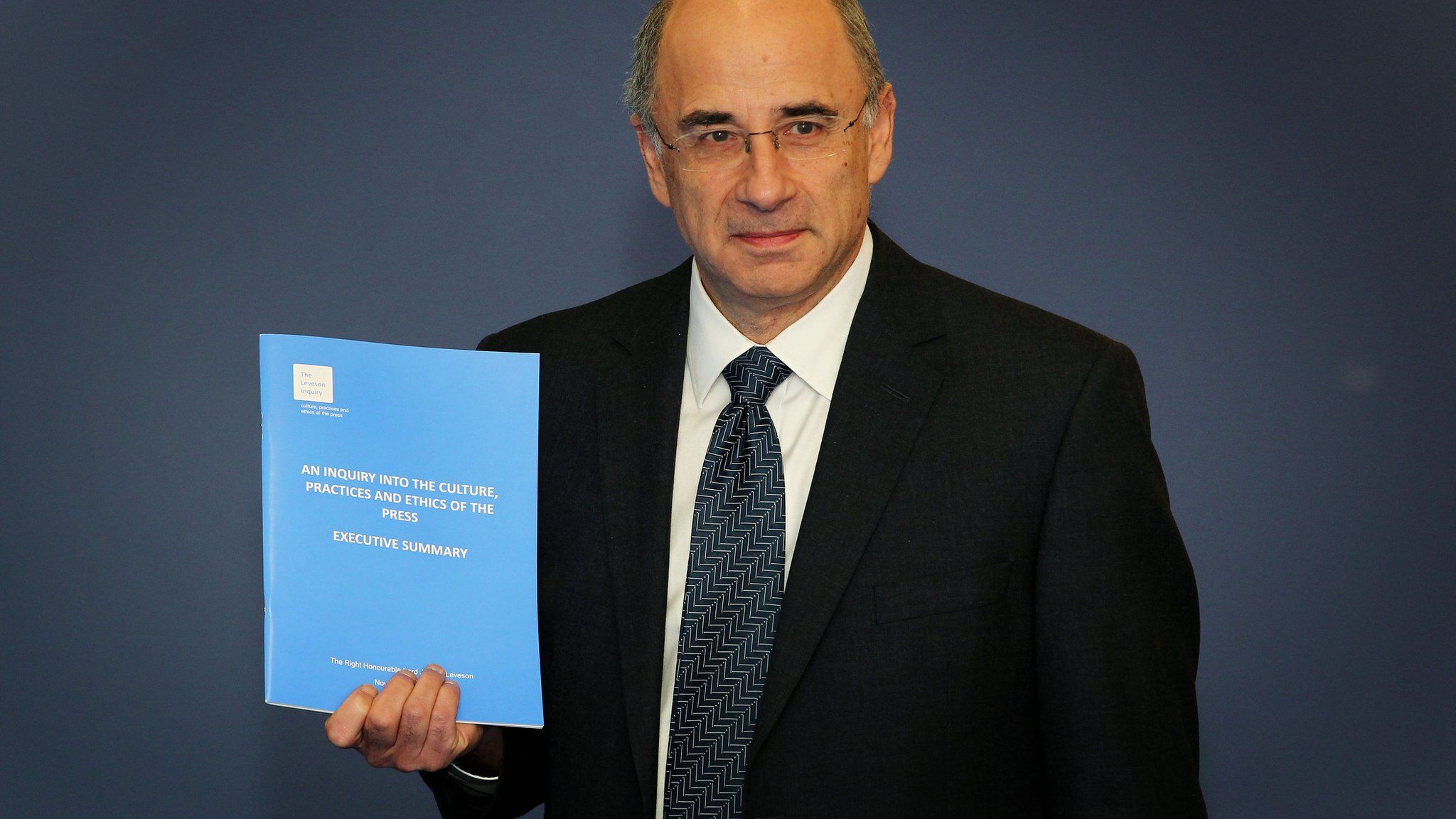 Lord Justice Leveson with his report into press ethics