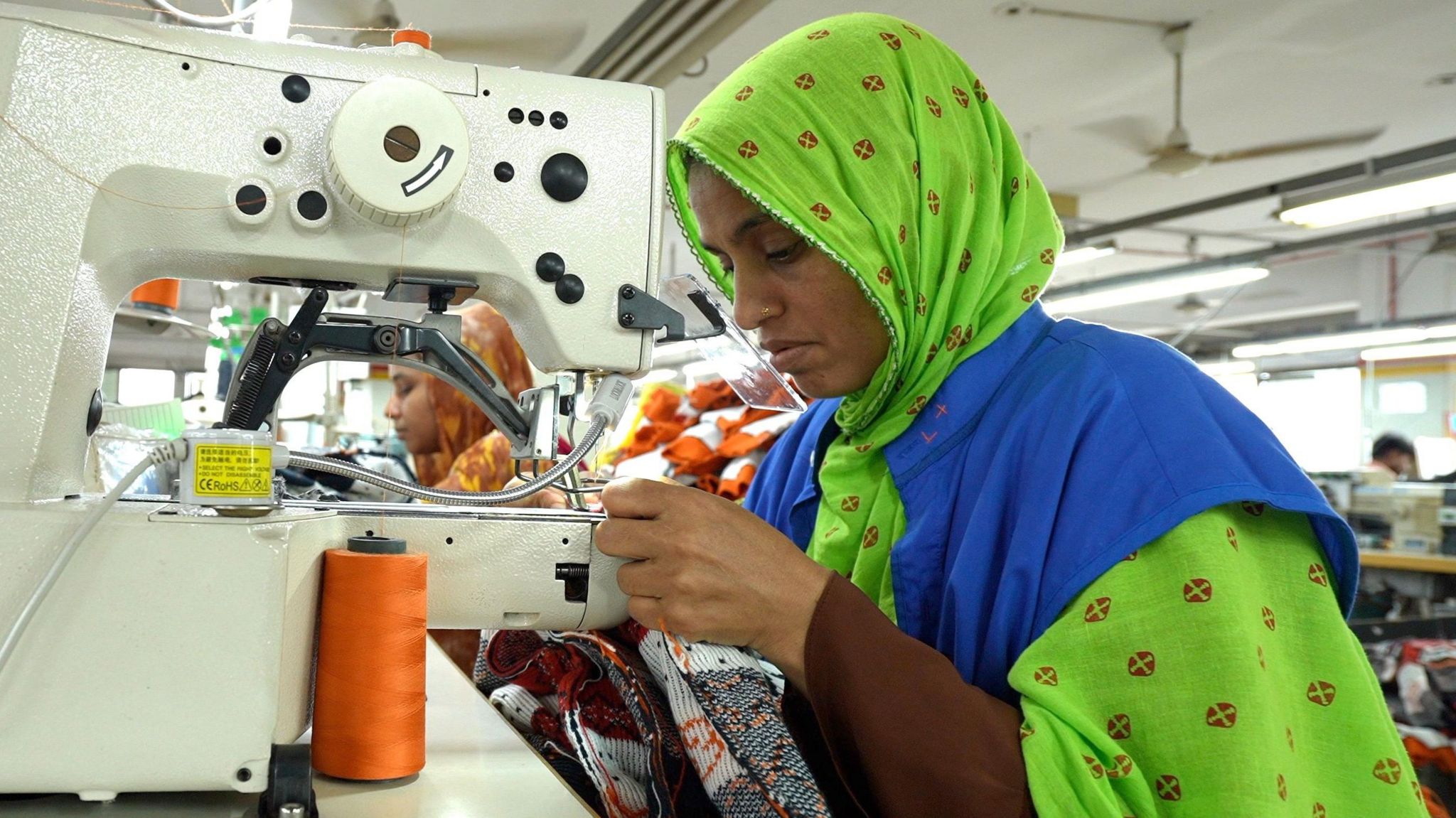 Textile workers in a garment factory in Bangladesh.