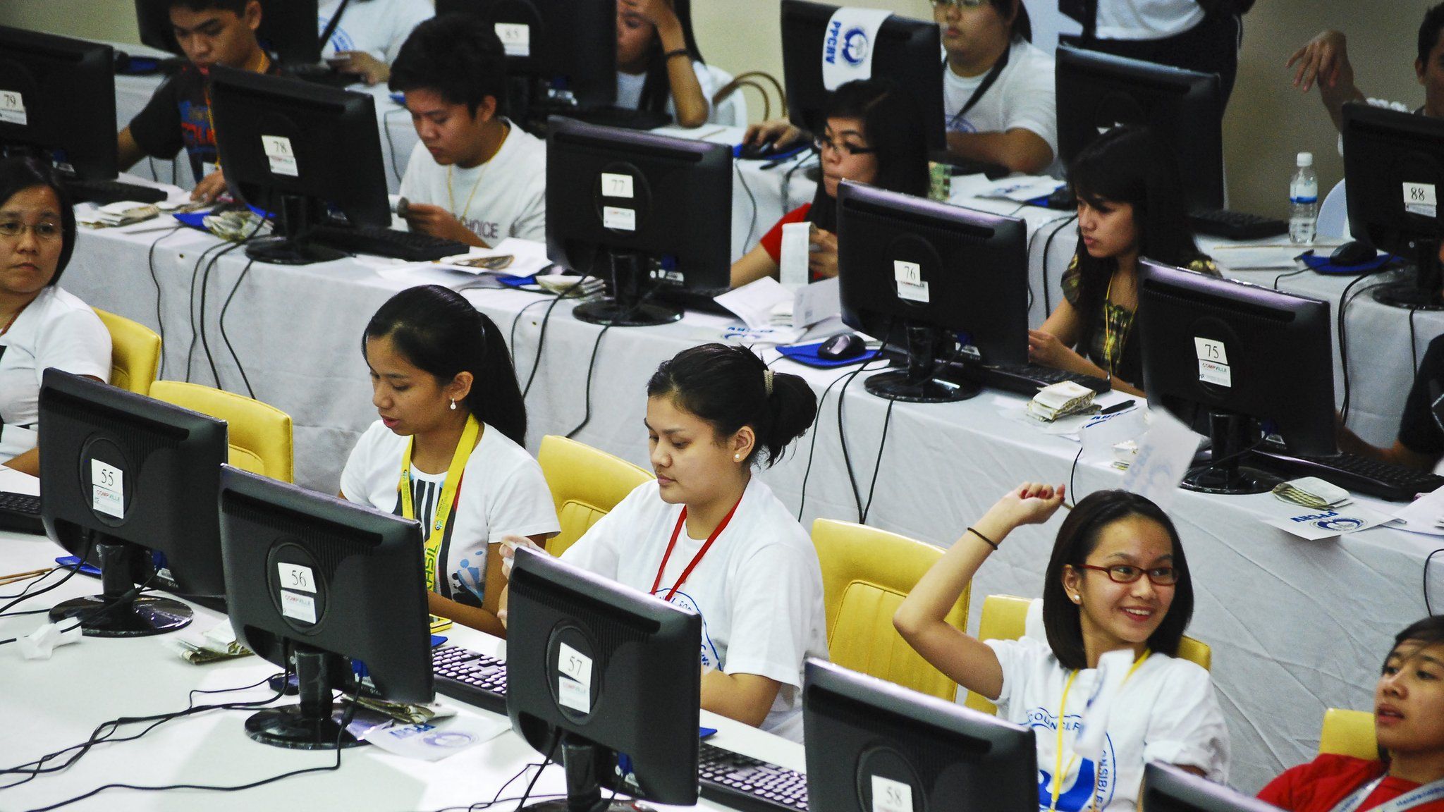Youth volunteers tabulate results on May 11, 2010 (PICC) in Manila Phillipines