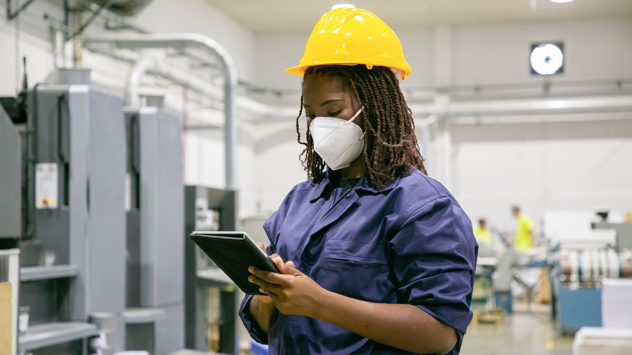 Worker in mask