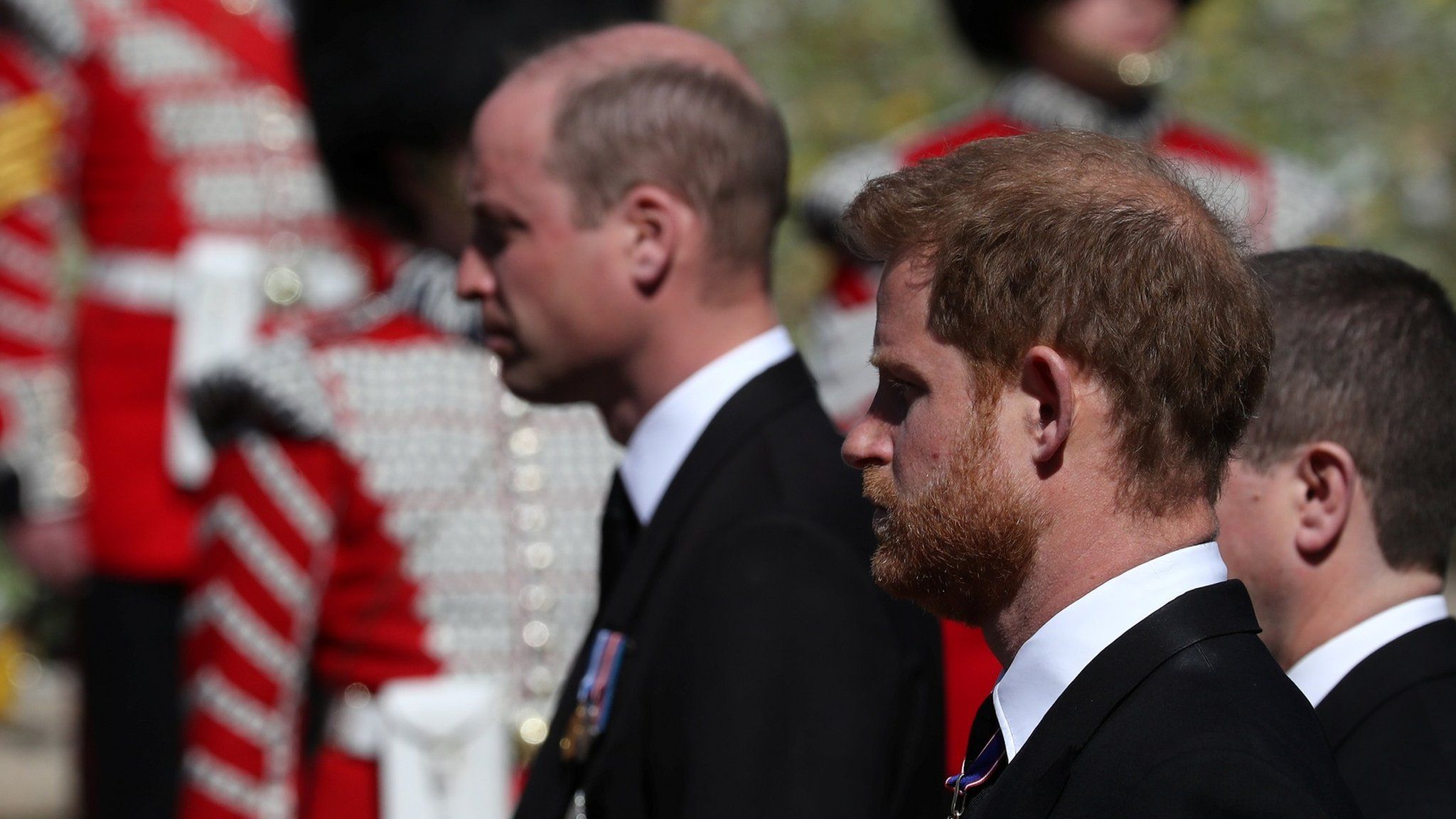 The Duke of Cambridge (background, left) and the Duke of Sussex