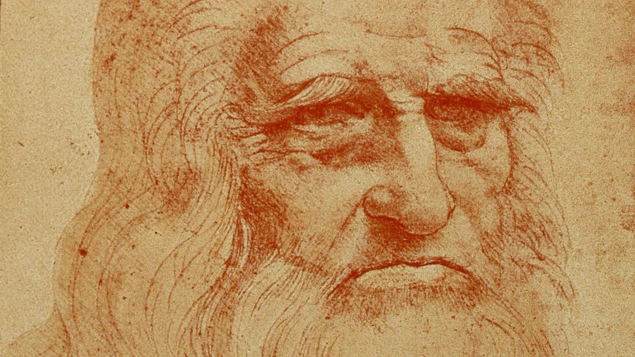Portrait of a bearded man in red chalk by Leonardo da Vinci (circa 1510), widely accepted as a self-portrait