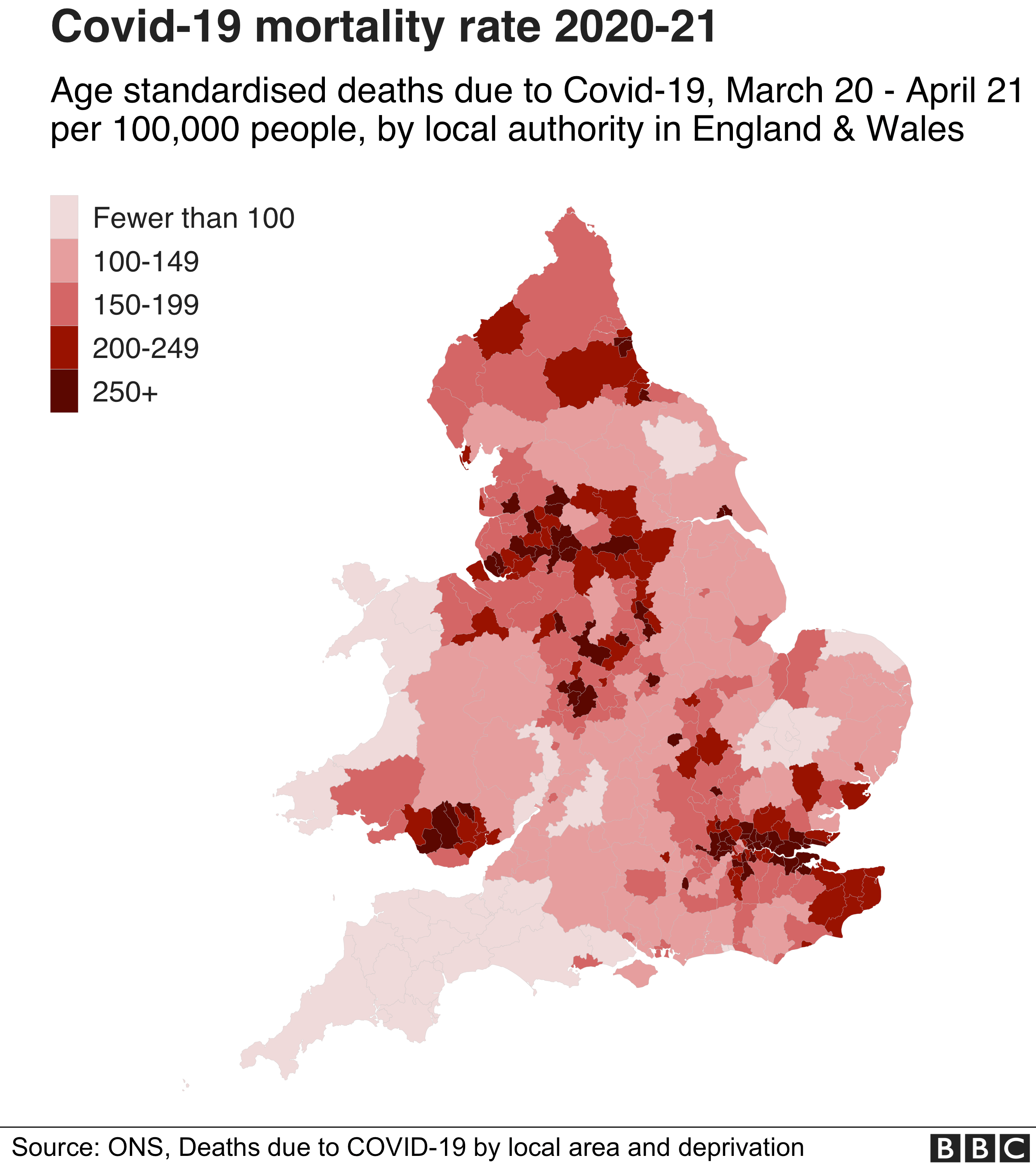 Covid death rates map