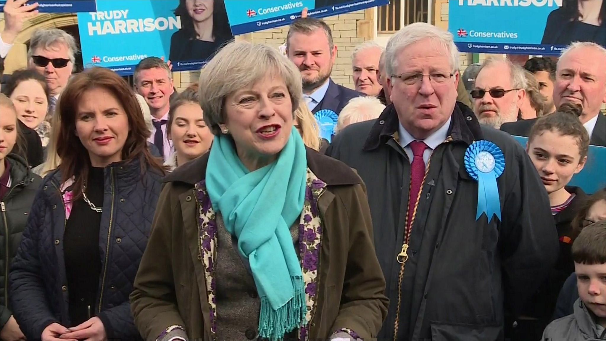 Theresa May and Trudy Harrison in Millom