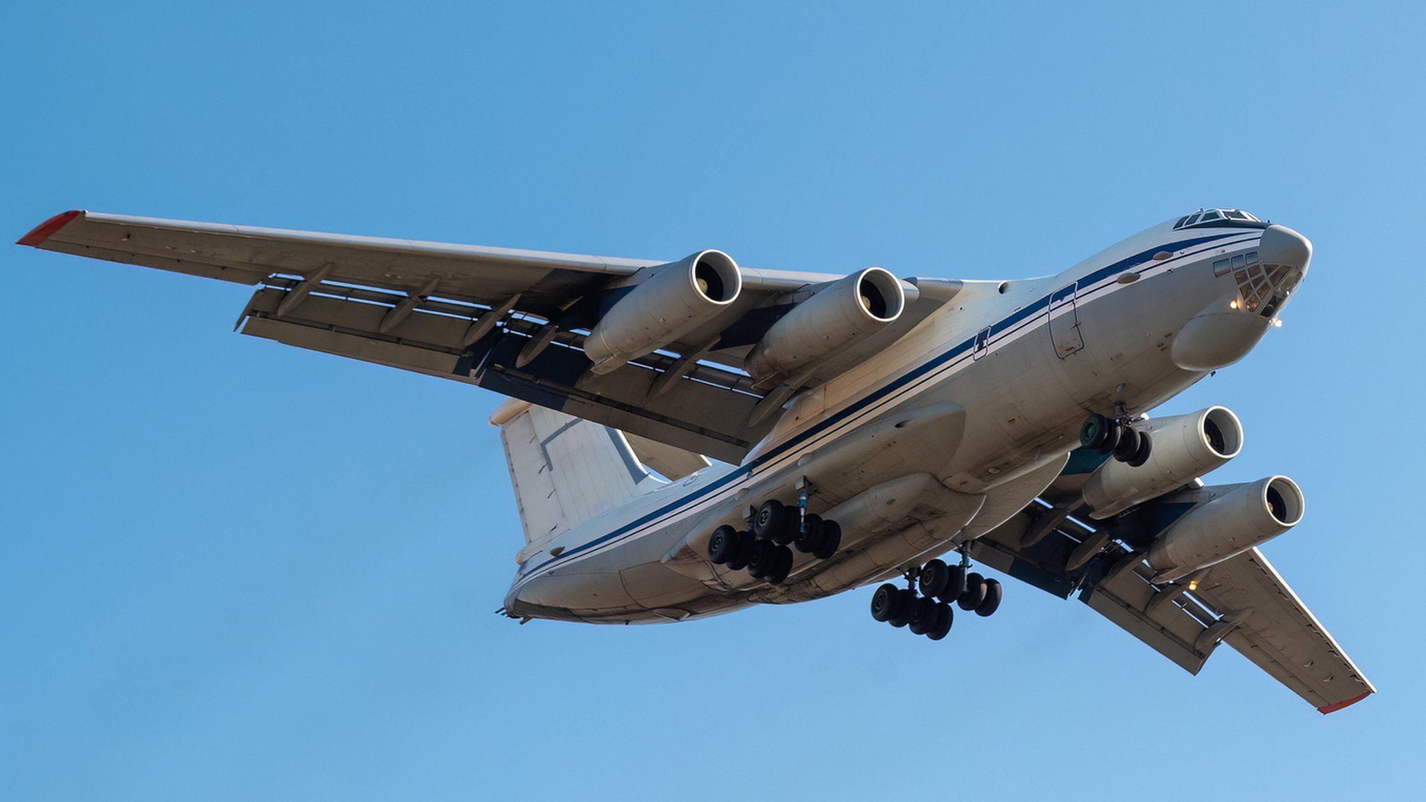 Russian il-76 aircraft in the sky