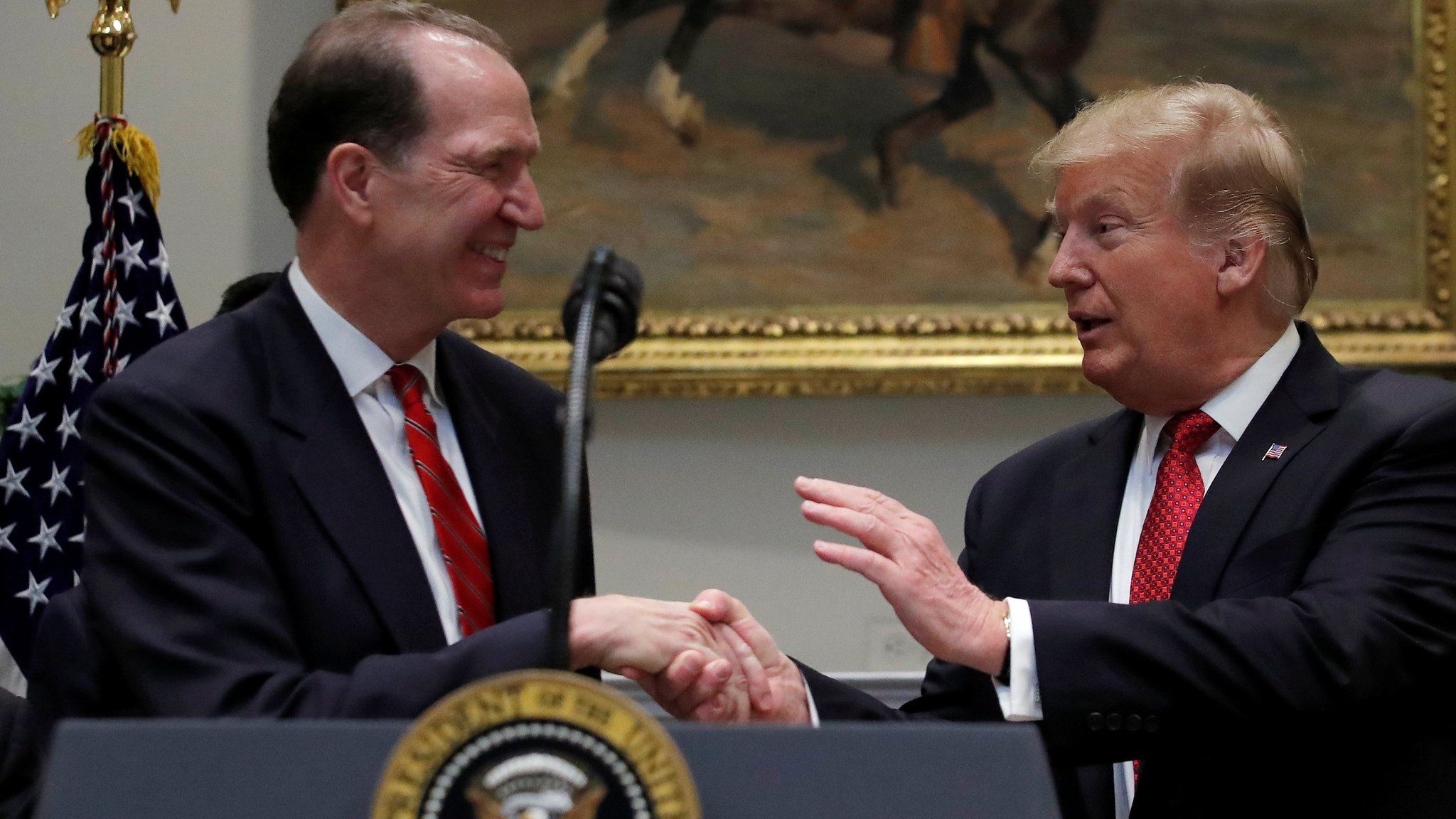 U.S. President Donald Trump introduces the U.S. candidate in election for the next President of the World Bank David Malpass at the White House in Washington, U.S., February 6, 2019.