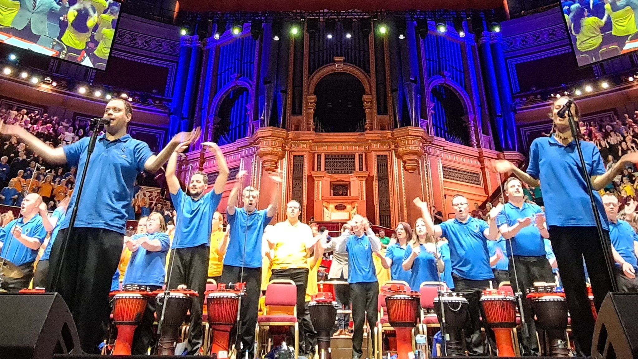 Performers from the Music Man Project on stage at the Royal Albert Hall