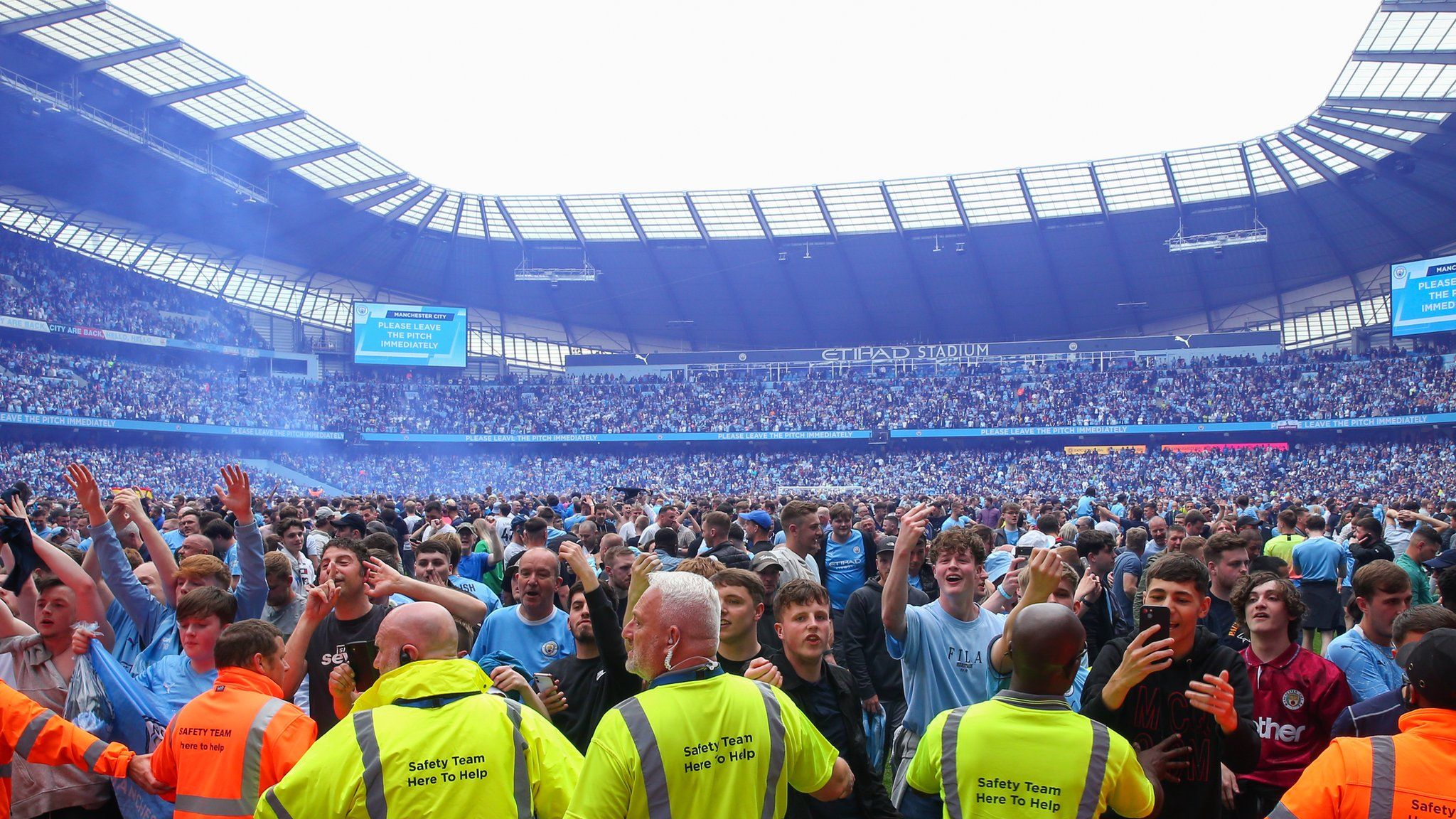 Pitch invasion at Manchester City