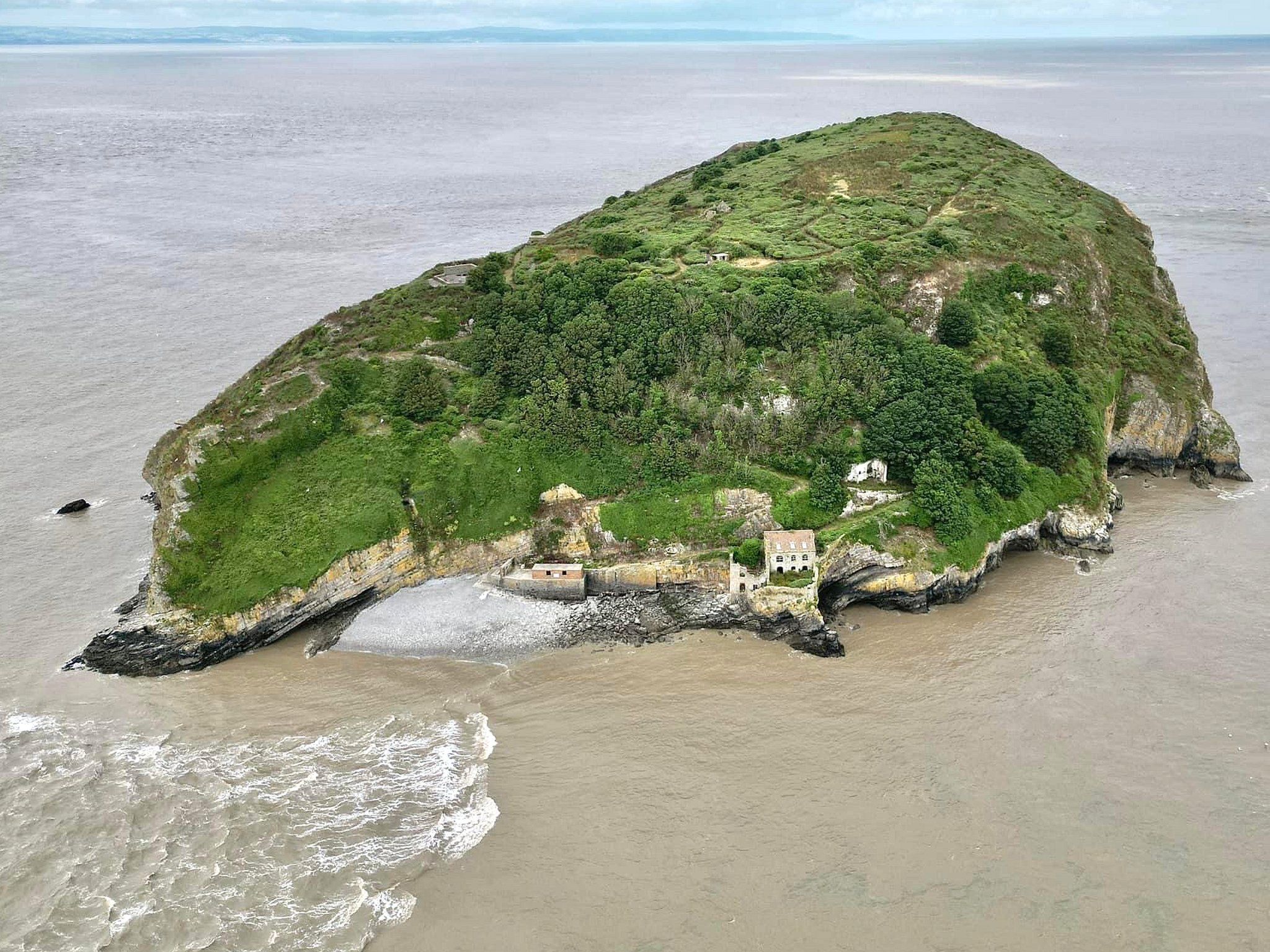 Drone image of Steep Holm from the east