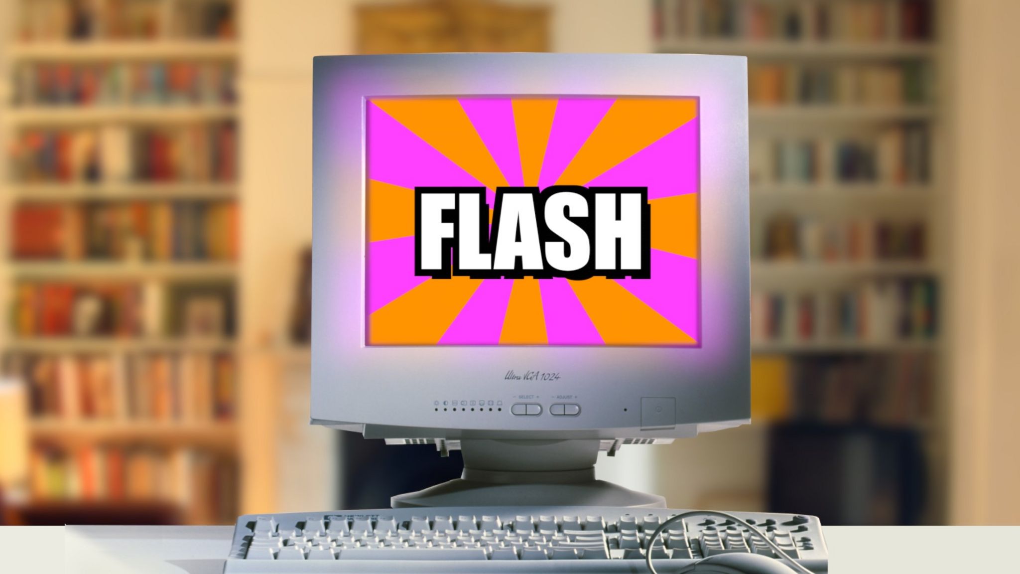 Computer showing a Flash video