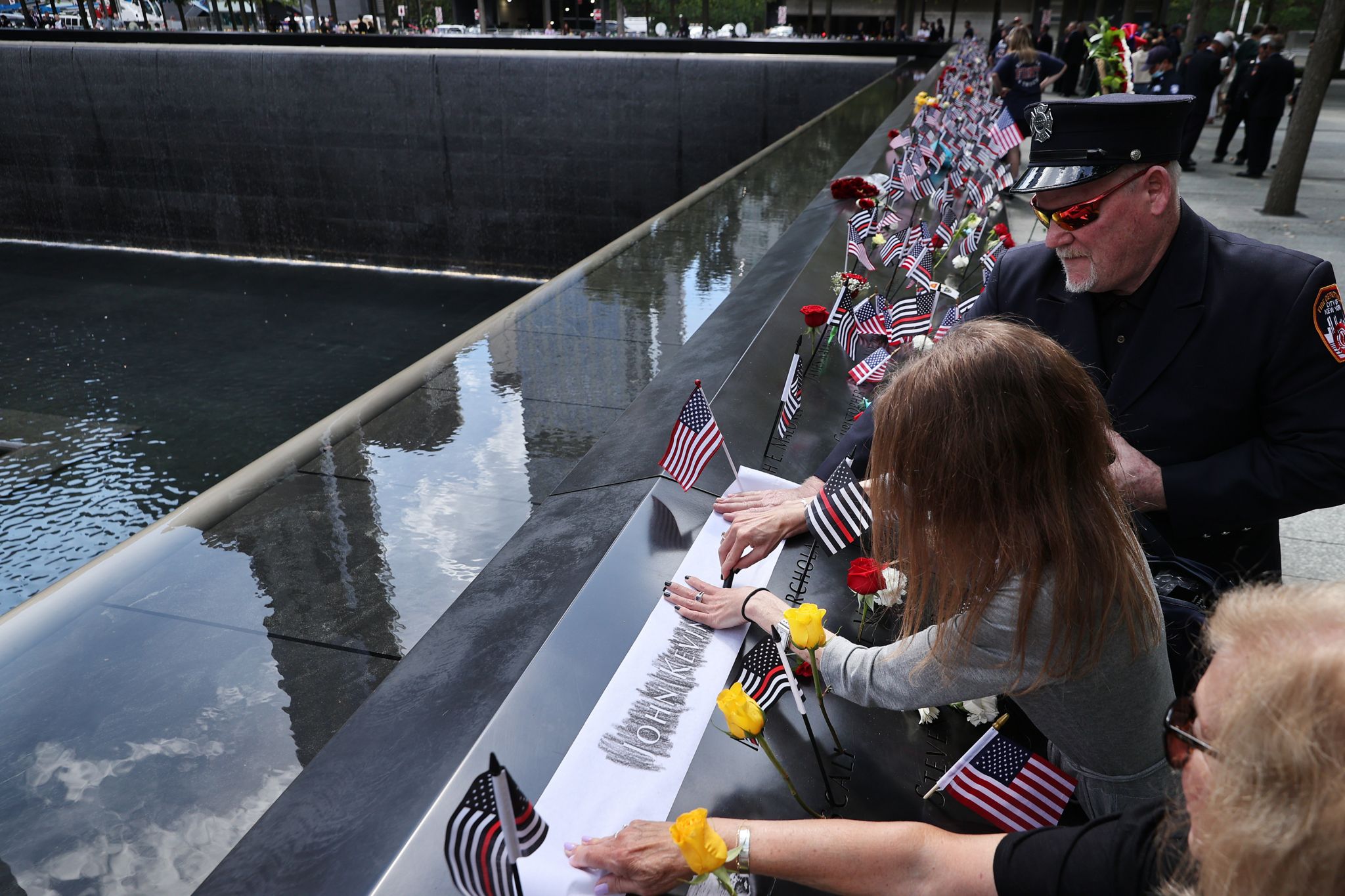 Mourners at Ground Zero in New York