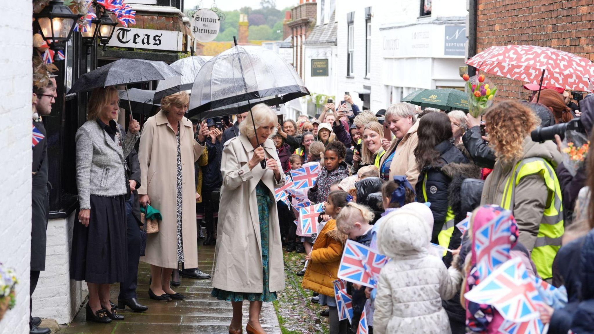 Queen Camilla meeting people in Rye